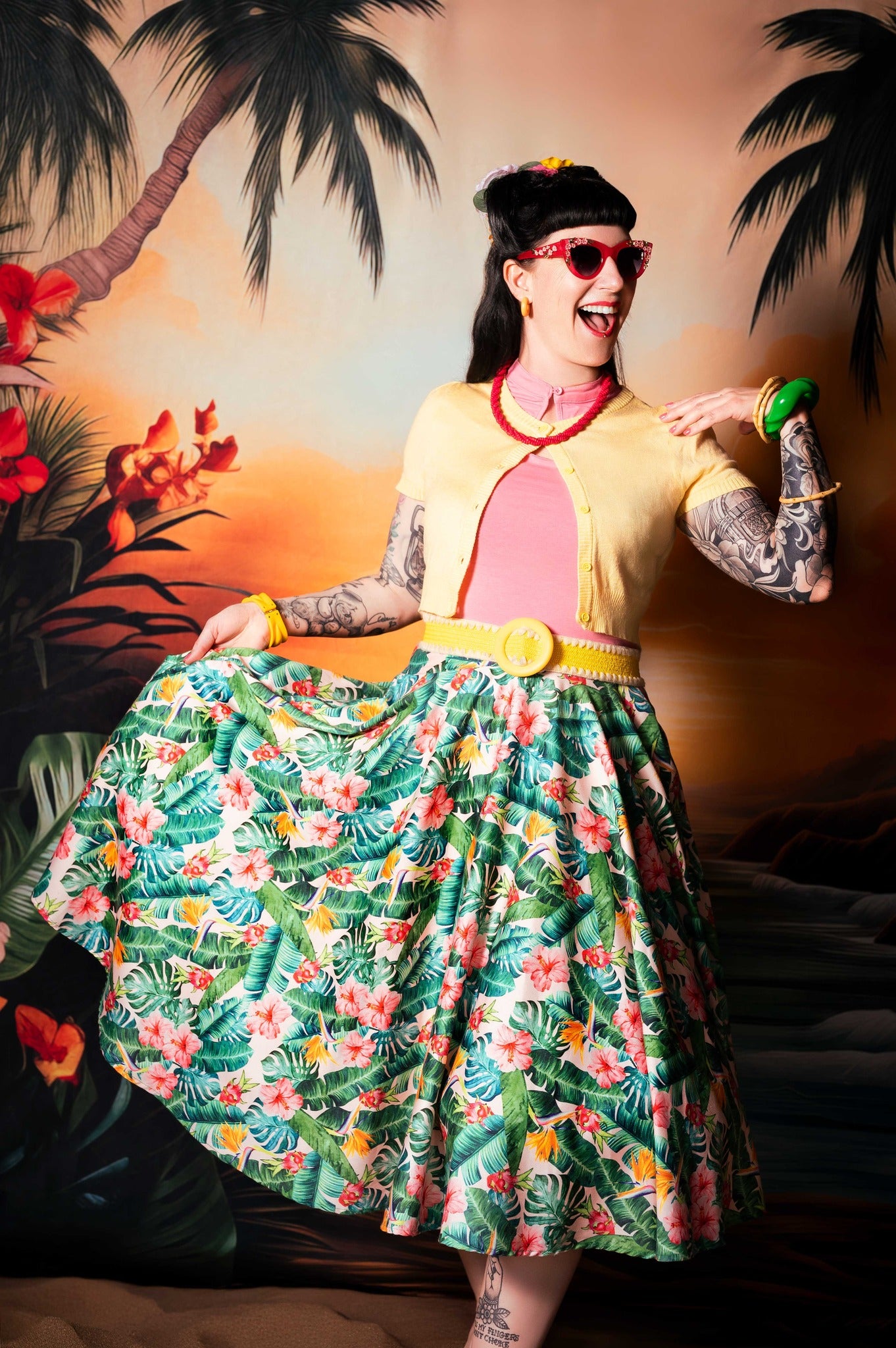 Kate Hawaii Coucher de soleil Été Toile de fond Conçu par Happy Squirrel Design - Kate Backdrop FR
