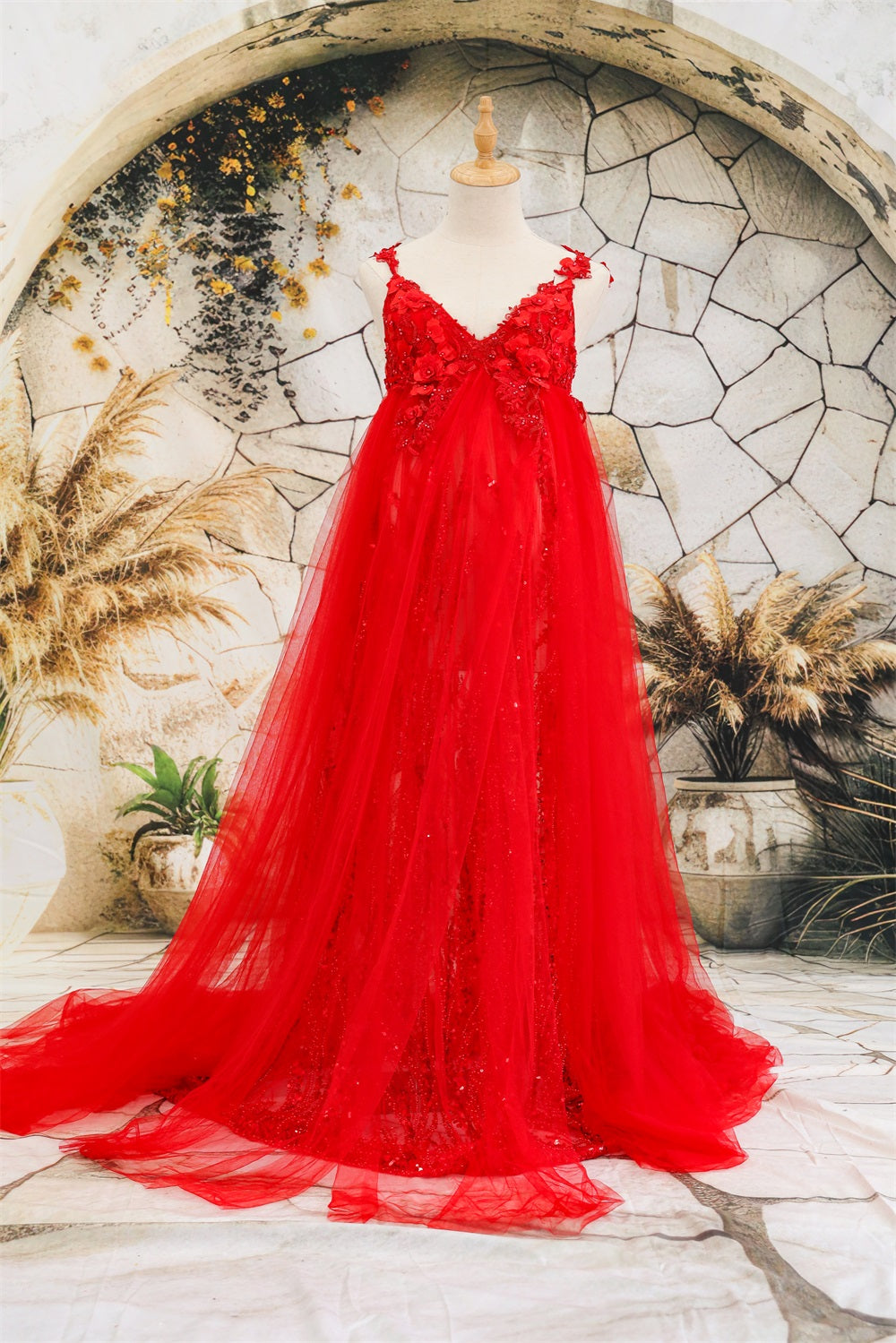 Kate Dentelle Bretelles spaghetti Dos nu Robe de Grossesse pour Séance Photo - Kate Backdrop FR