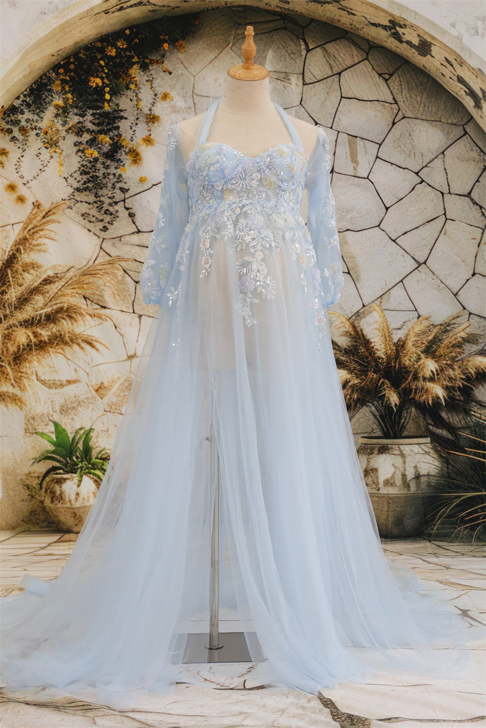 Kate Maille Col licou Manche mi-longue Dos nu Robe de Grossesse pour Séance Photo - Kate Backdrop FR