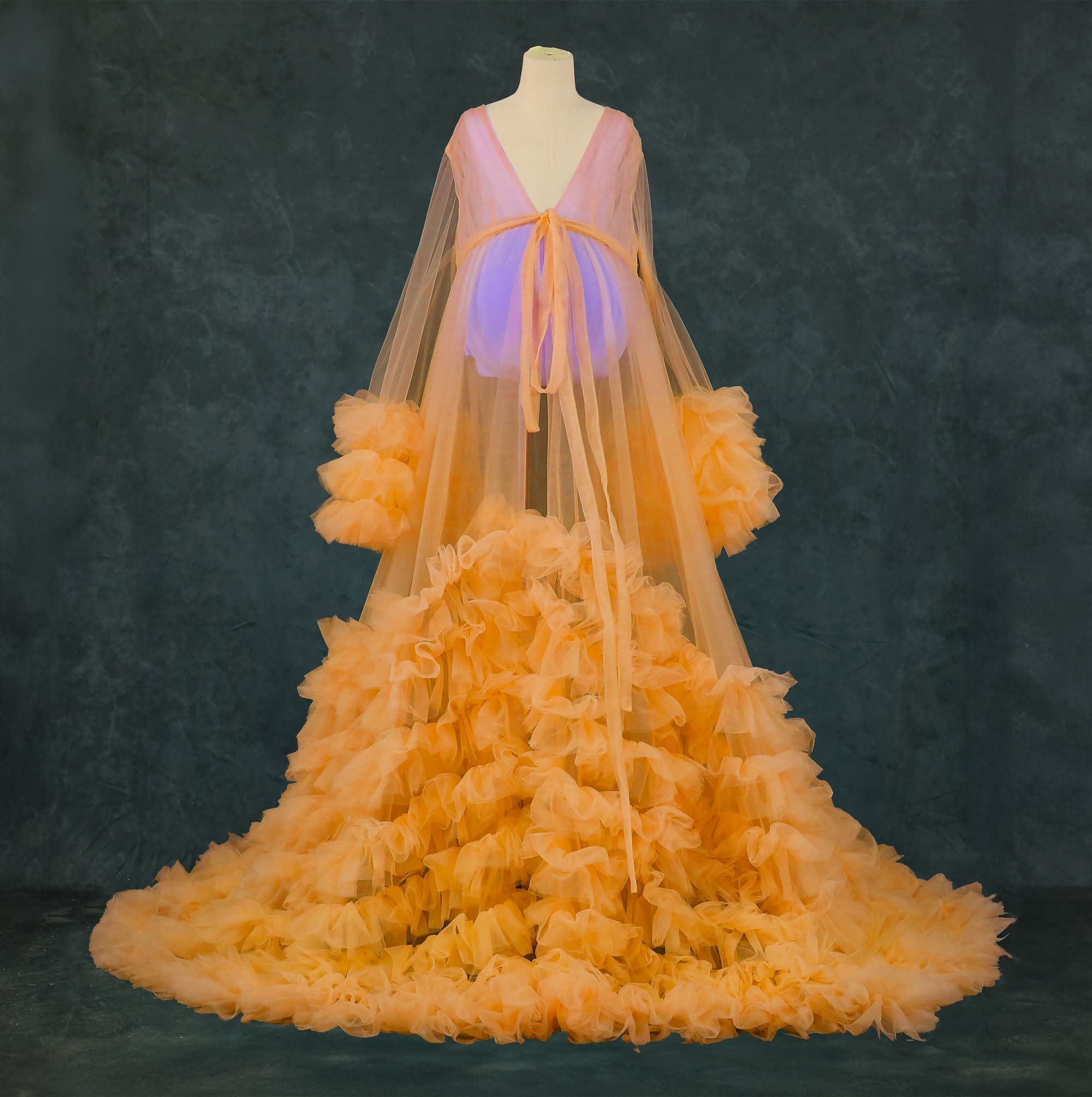 Kate Col en V Maille Manche mi-longue Longue Robe de Grossesse pour Séance Photo - Kate Backdrop FR