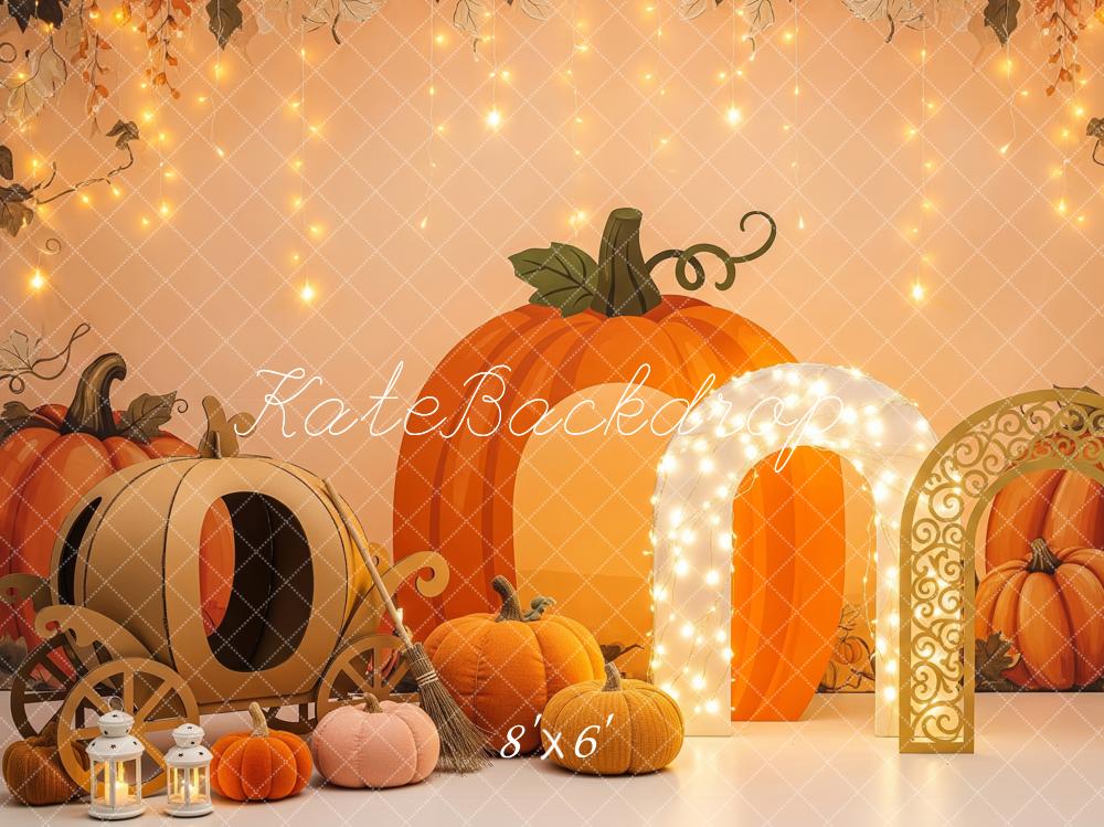 Kate Automne Citrouilles Arc Lumières Toile de fond conçue par Patty Roberts - Kate Backdrop FR
