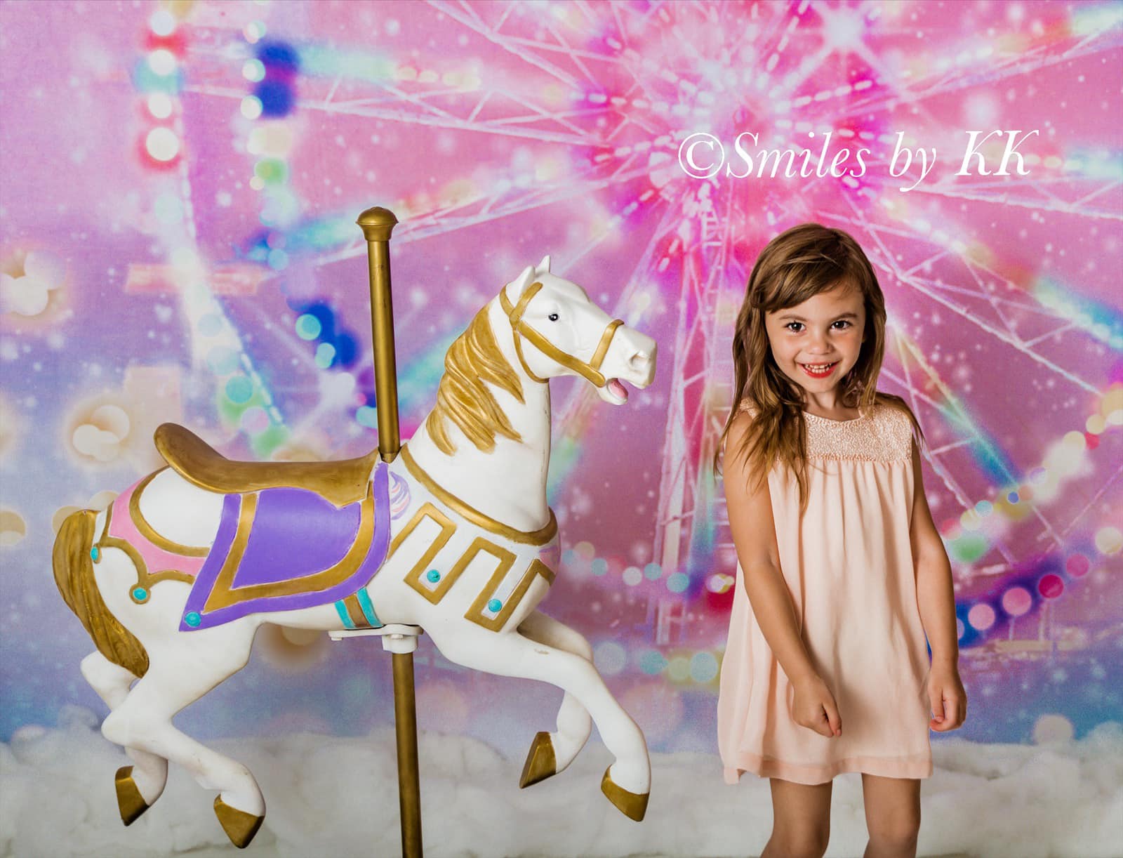 Kate Bokeh Fantaisie Grande roue Rose Enfant Toile de fond conçue par GQ - Kate Backdrop FR