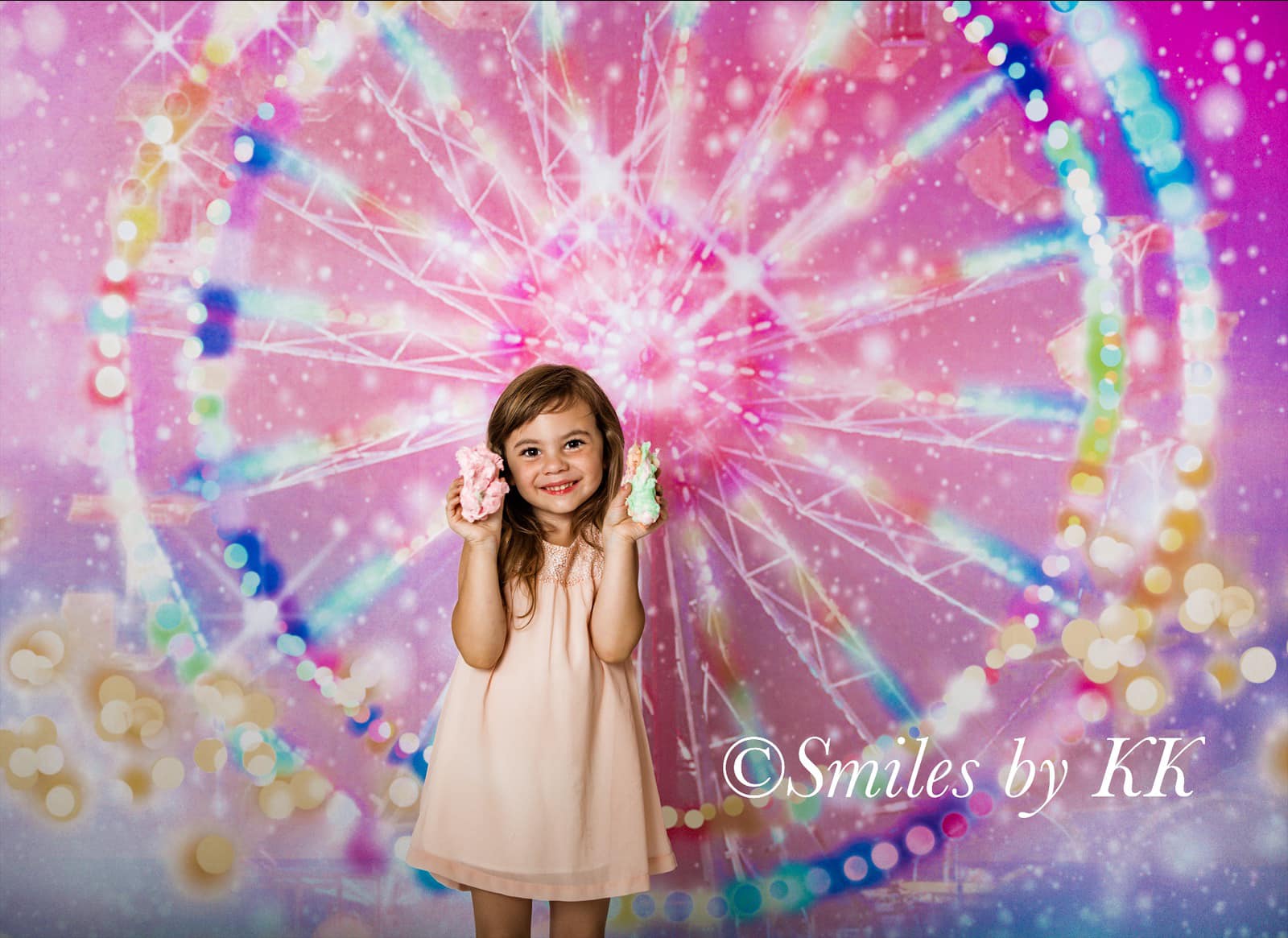 Kate Bokeh Fantaisie Grande roue Rose Enfant Toile de fond conçue par GQ - Kate Backdrop FR