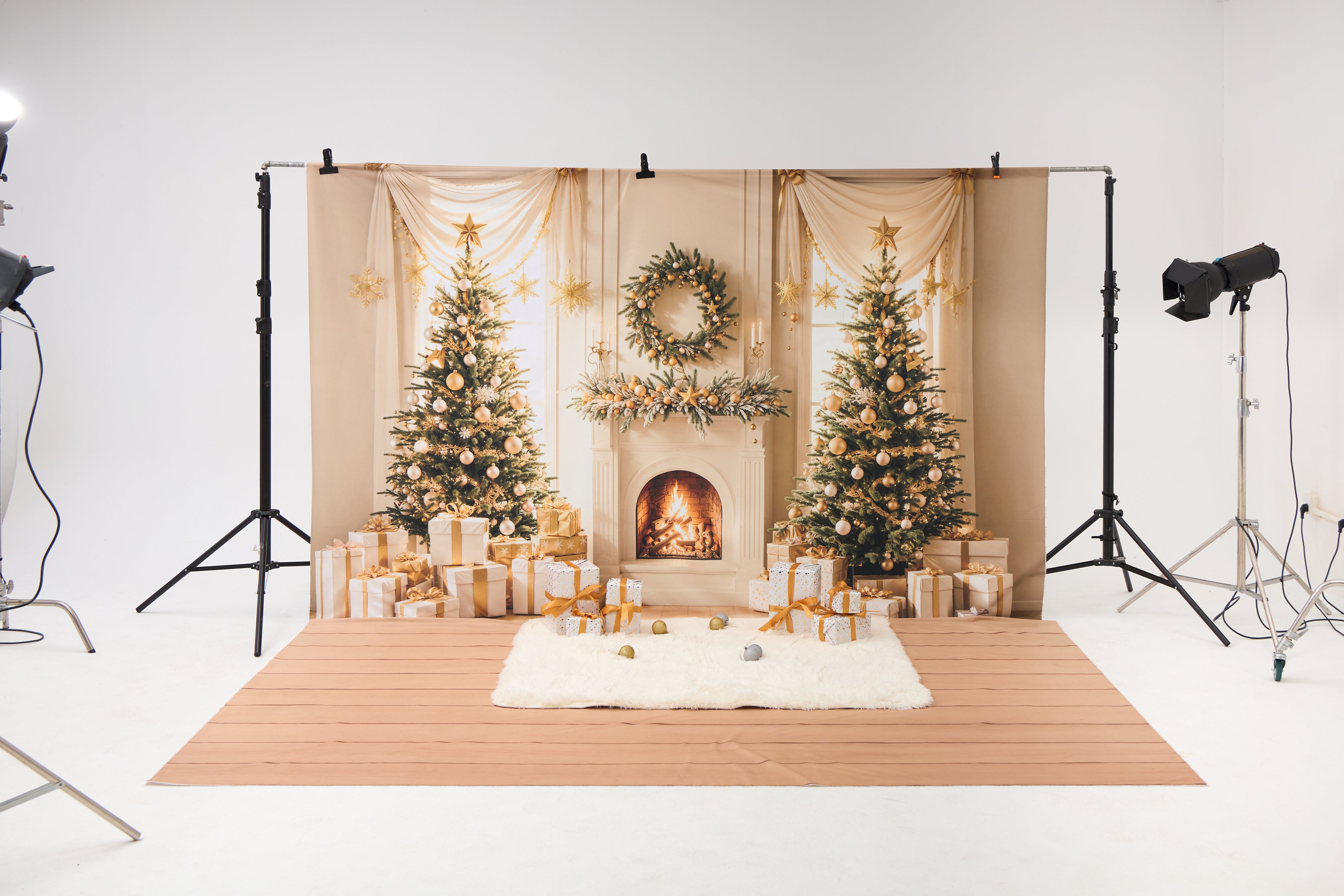 Kate Hiver Sapin de Noël Cadeaux Cheminée Kit Photo - Kate Backdrop FR