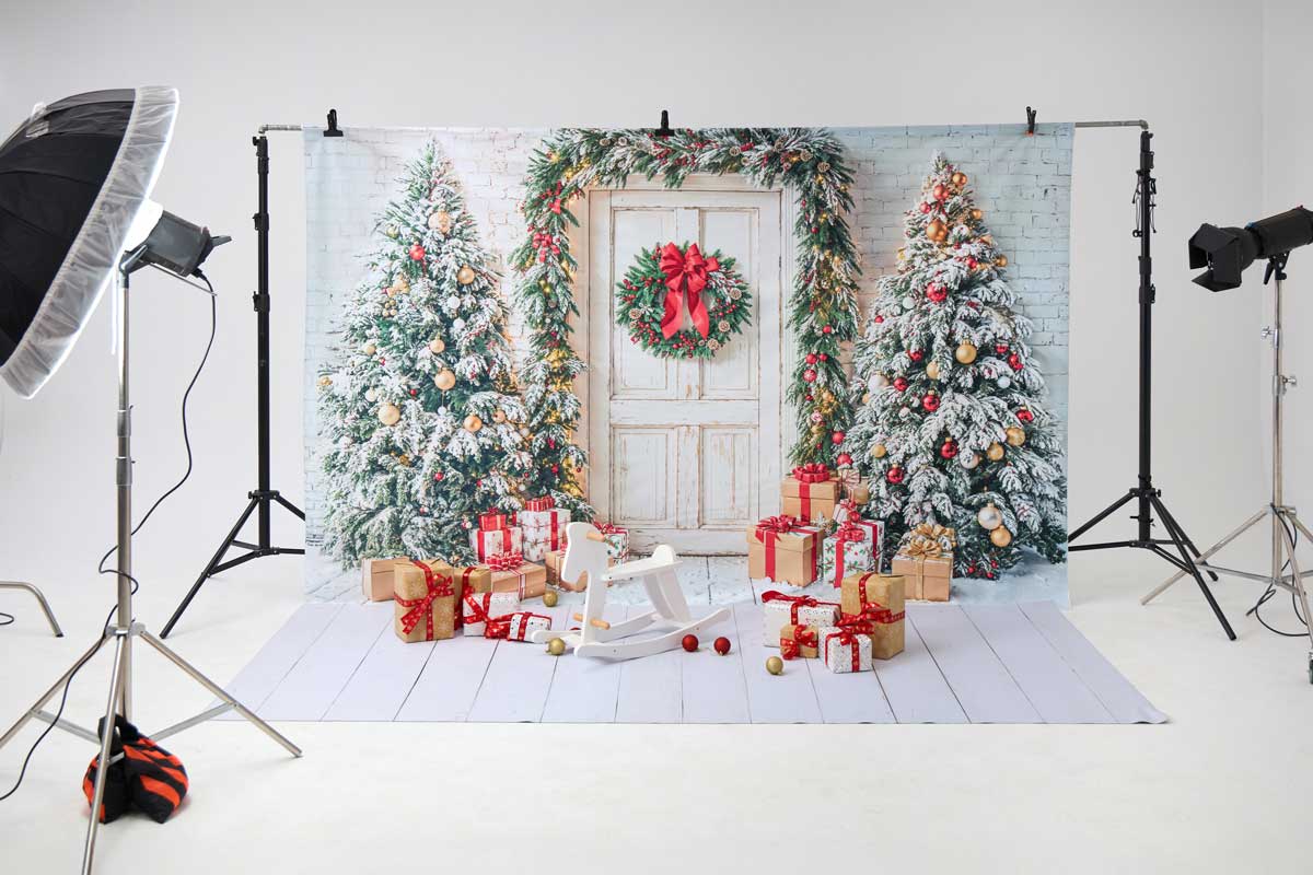 Kate Hiver Porte en bois Noël Cadeaux Blanc Kit Photo - Kate Backdrop FR