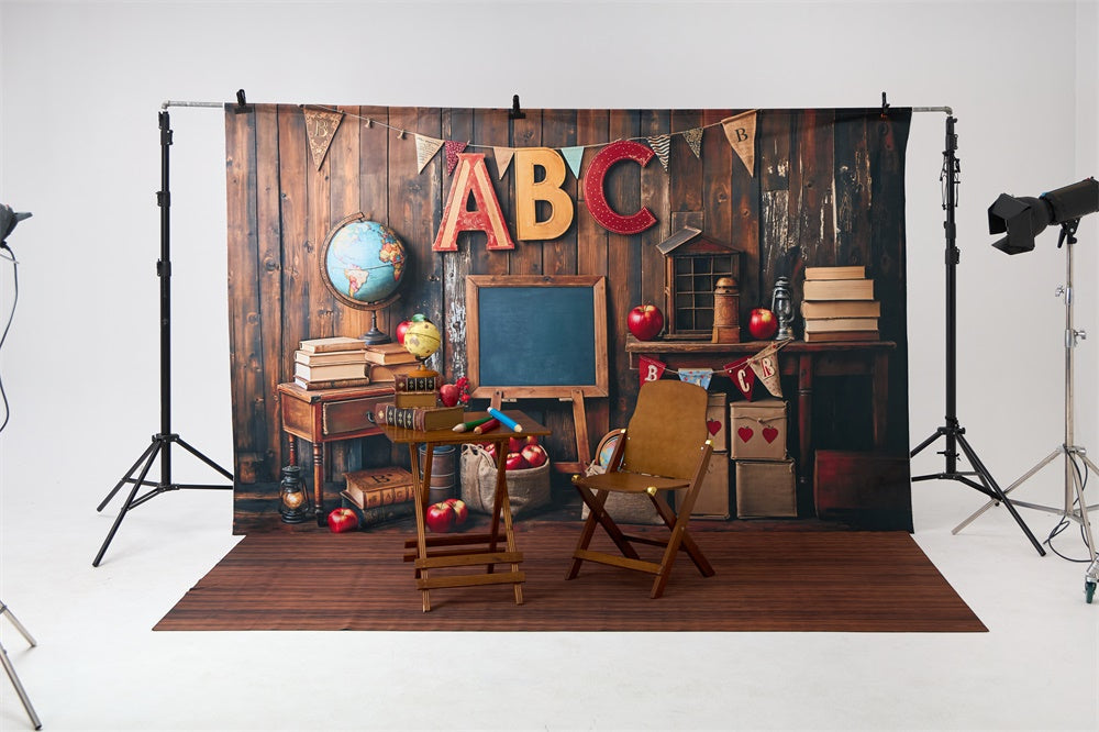 Kate Scolaire Salle de Classe ABC Globe Tableau noir Kit Photo - Kate Backdrop FR