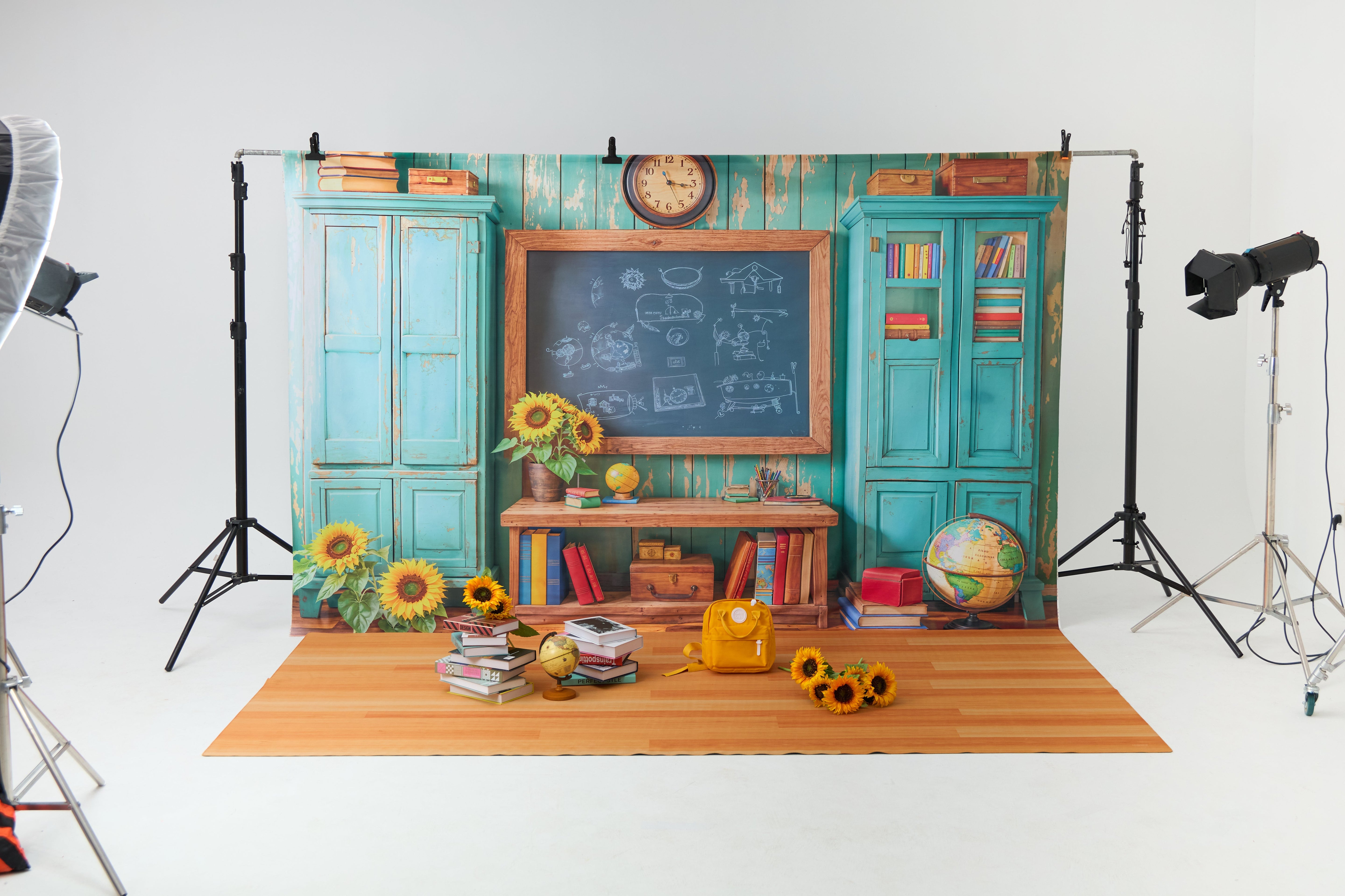 Kate Scolaire Tableau noir Livres Tournesol Kit Photo - Kate Backdrop FR