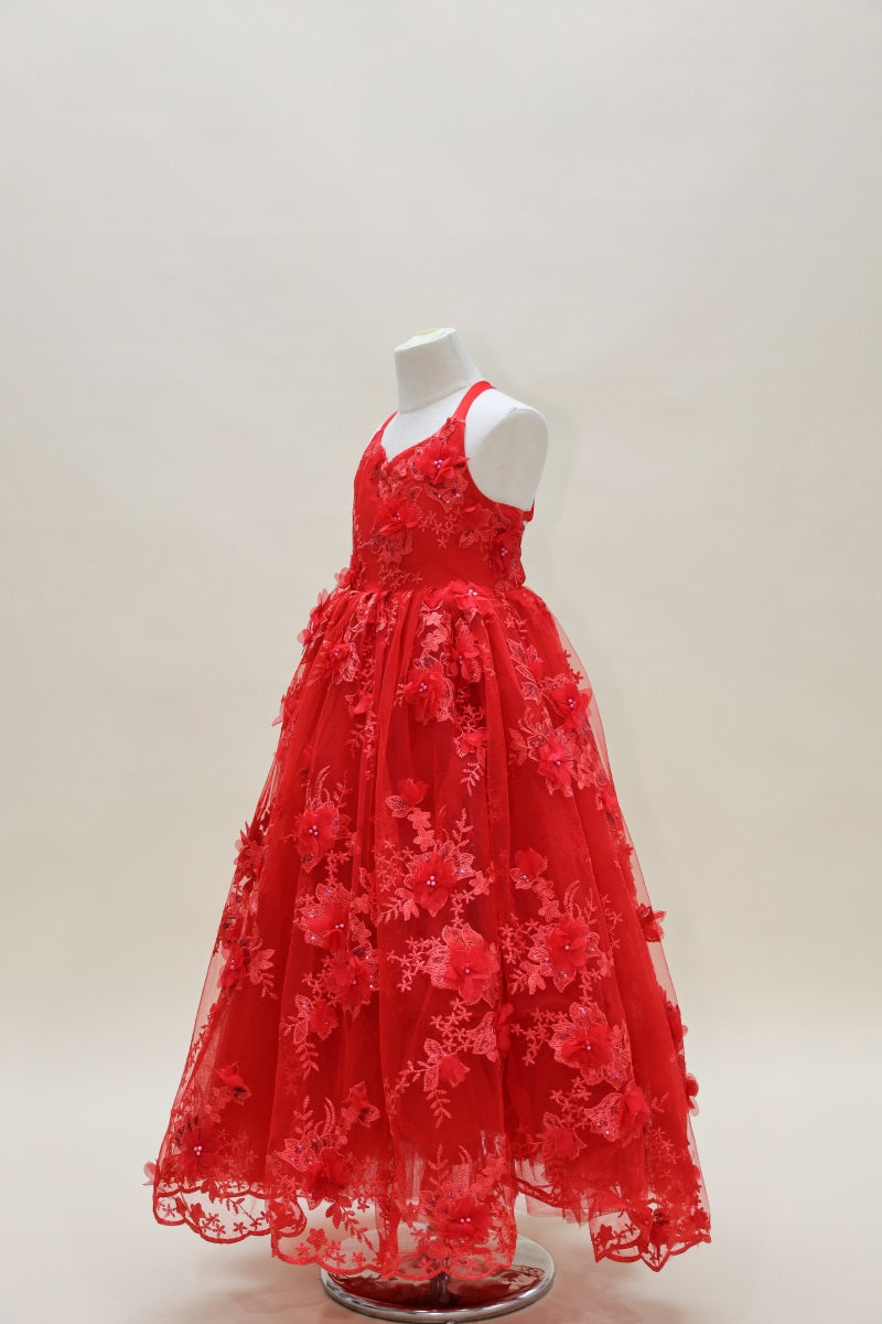 Kate Saint-Valentin Rouge Broderie Robe Enfant Pour la Photographie - Kate Backdrop FR