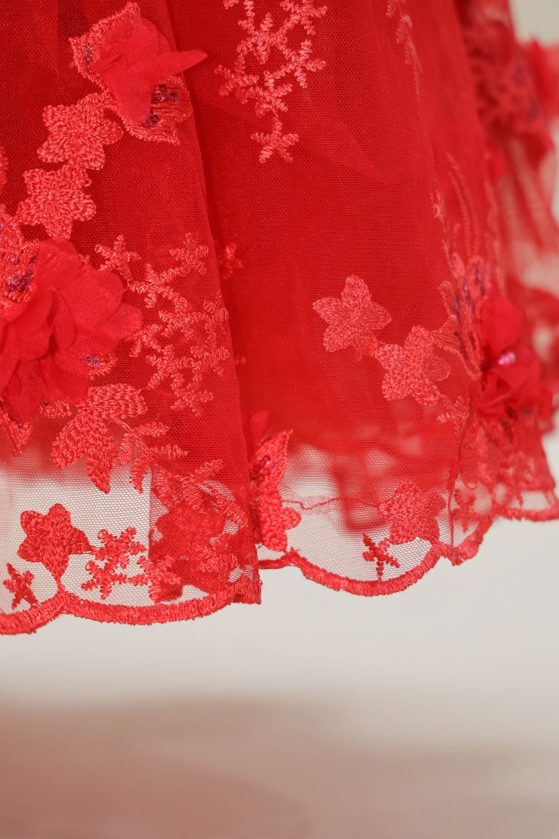 Kate Saint-Valentin Rouge Broderie Robe Enfant Pour la Photographie - Kate Backdrop FR