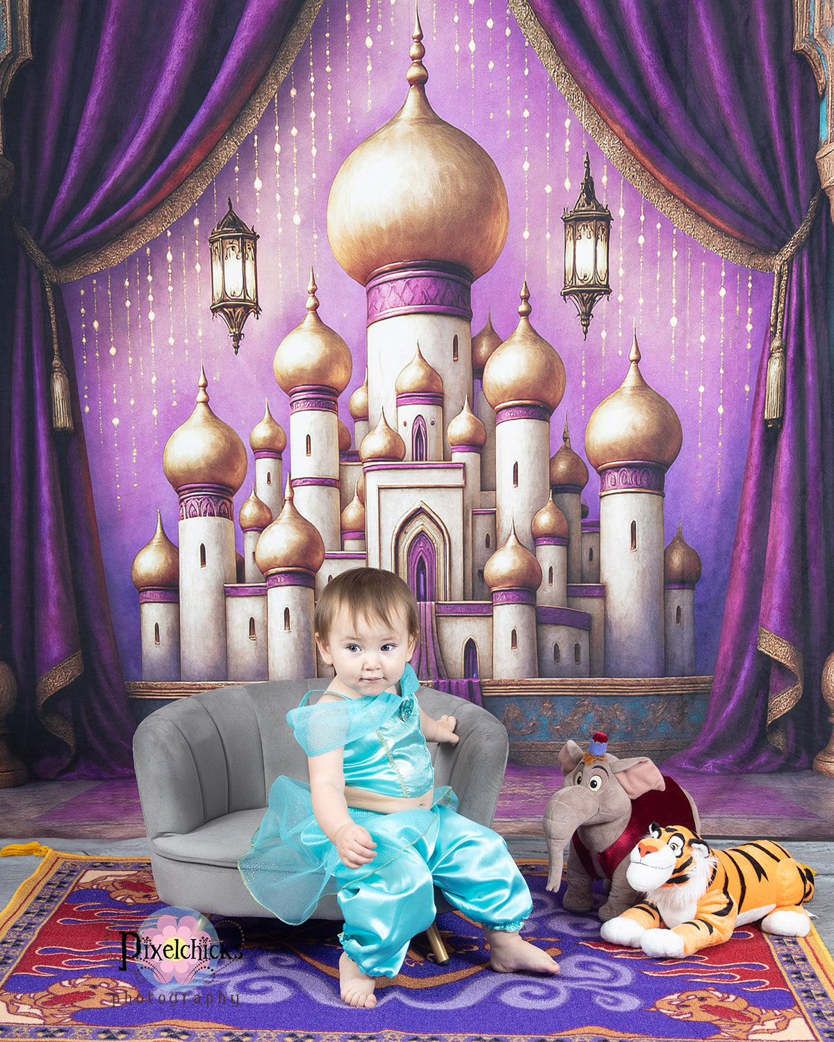 Kate Palais Arabe Arche Rétro Violet Toile de fond conçu par Ashley Paul - Kate Backdrop FR