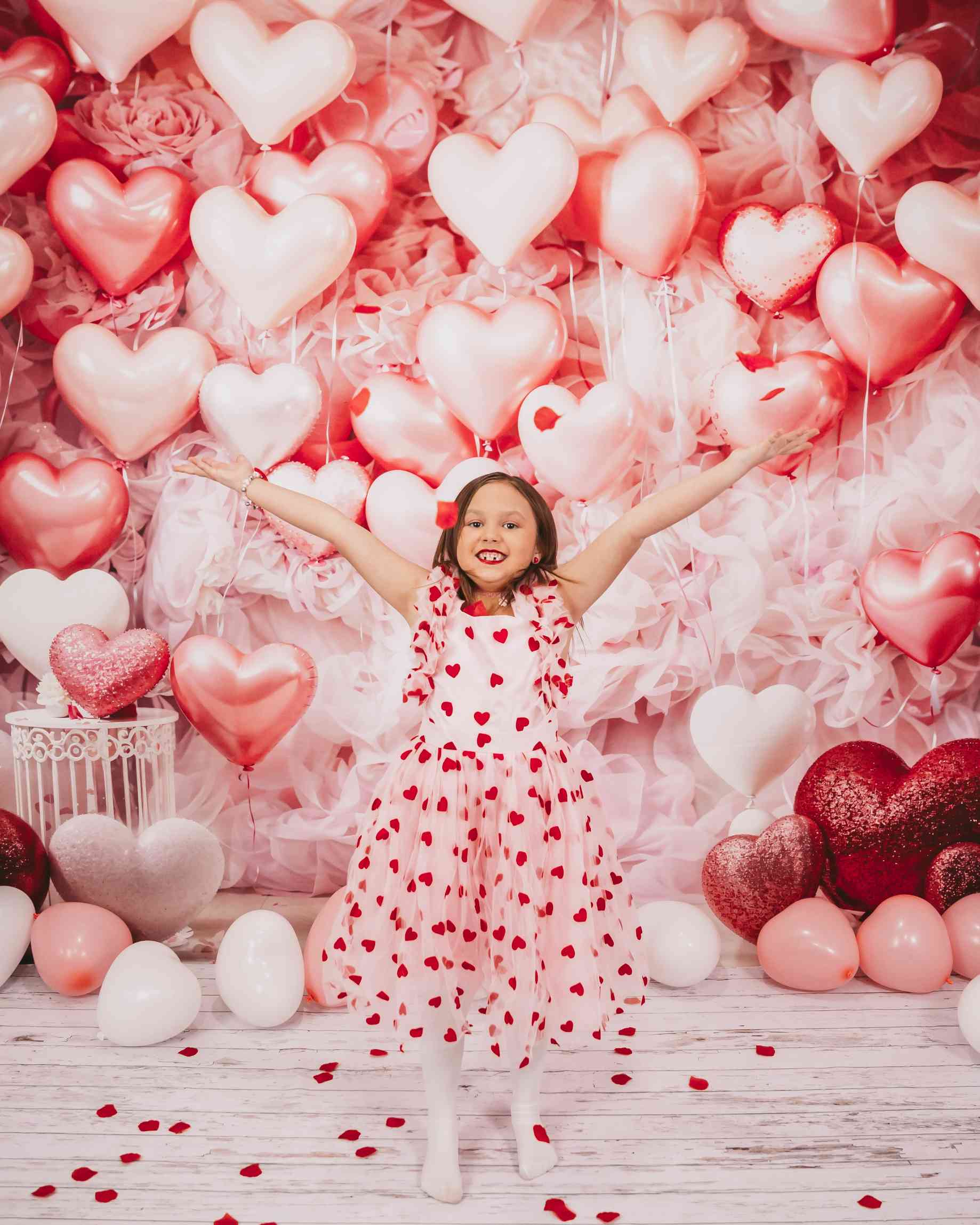 Kate Saint Valentin Rose Ballons Romantique Toile de fond en Laine conçue par Emetselch - Kate Backdrop FR