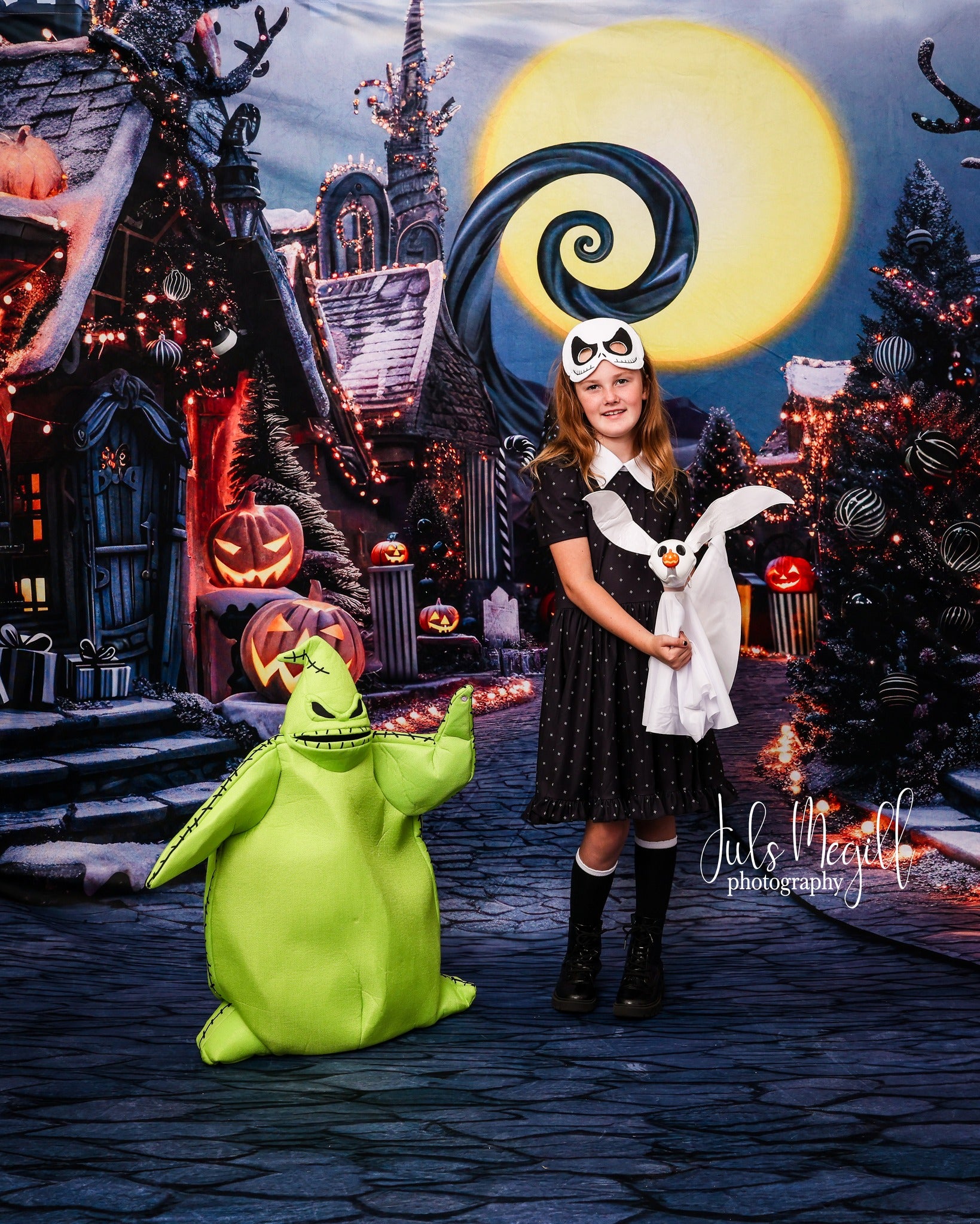 Kate Halloween Citrouille Sombre Ville Rue Toile de fond conçue par Mini MakeBelieve - Kate Backdrop FR