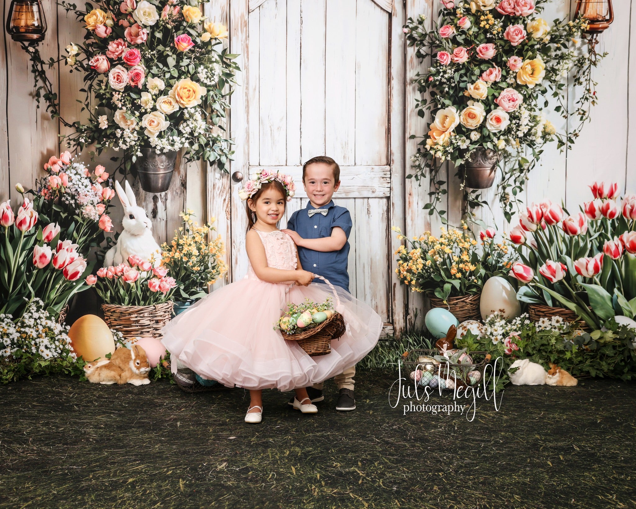 Kate Pâques Lapin Fleurs Panier Porte Toile de fond conçue par Emetselch - Kate Backdrop FR