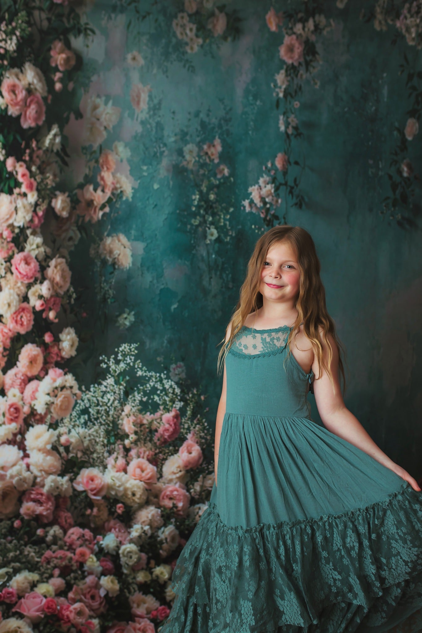 Kate Printemps Fleur Mur Vert Vintage Toile de fond conçue par Emetselch - Kate Backdrop FR
