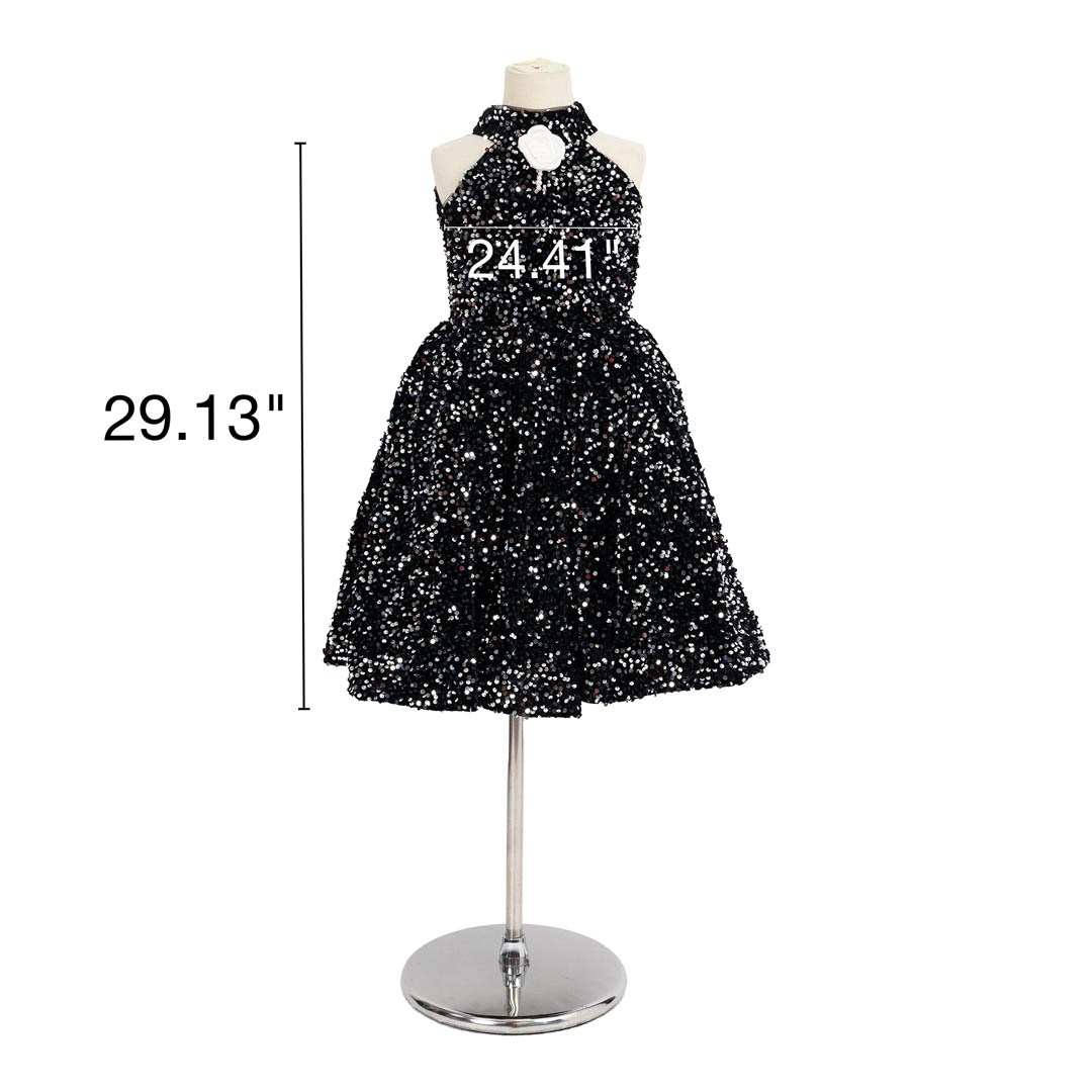 Kate Noir Paillettes Fête Robe pour Enfants - Kate Backdrop FR