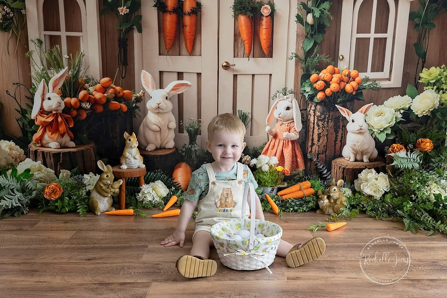 Kate Pâques Lapin Jardin Porte Fleur Carotte Toile de fond conçue par Emetselch - Kate Backdrop FR