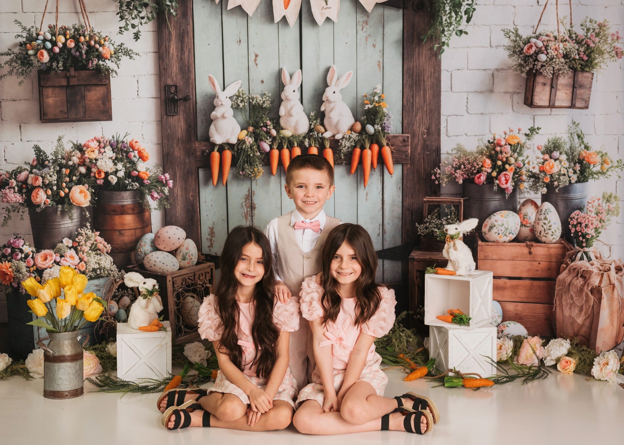 Kate Pâques Lapin Carottes Porte en Bois Toile de fond conçue par Emetselch - Kate Backdrop FR