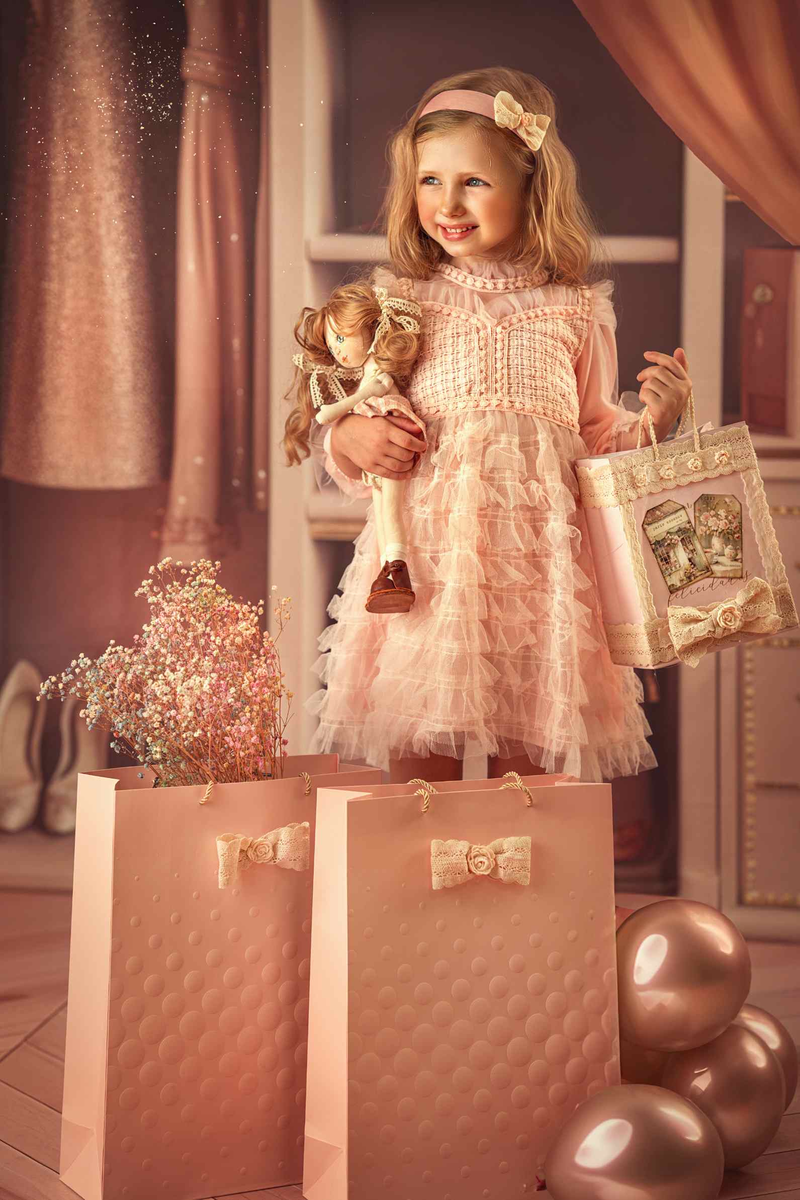 Kate Princesse Robe Rose Placard Toile de fond conçue par Mandy Ringe - Kate Backdrop FR