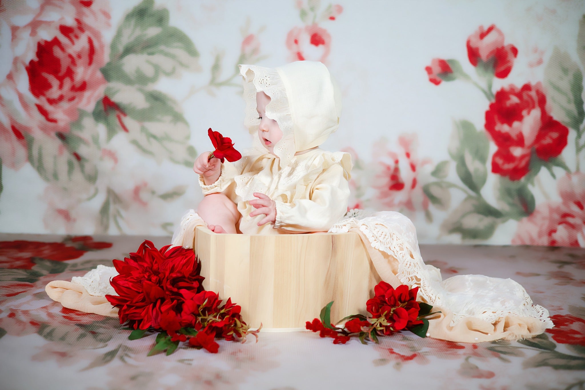 Kate Motif floral Toile de fond+Motif floral Tapis de sol en caoutchouc - Kate Backdrop FR