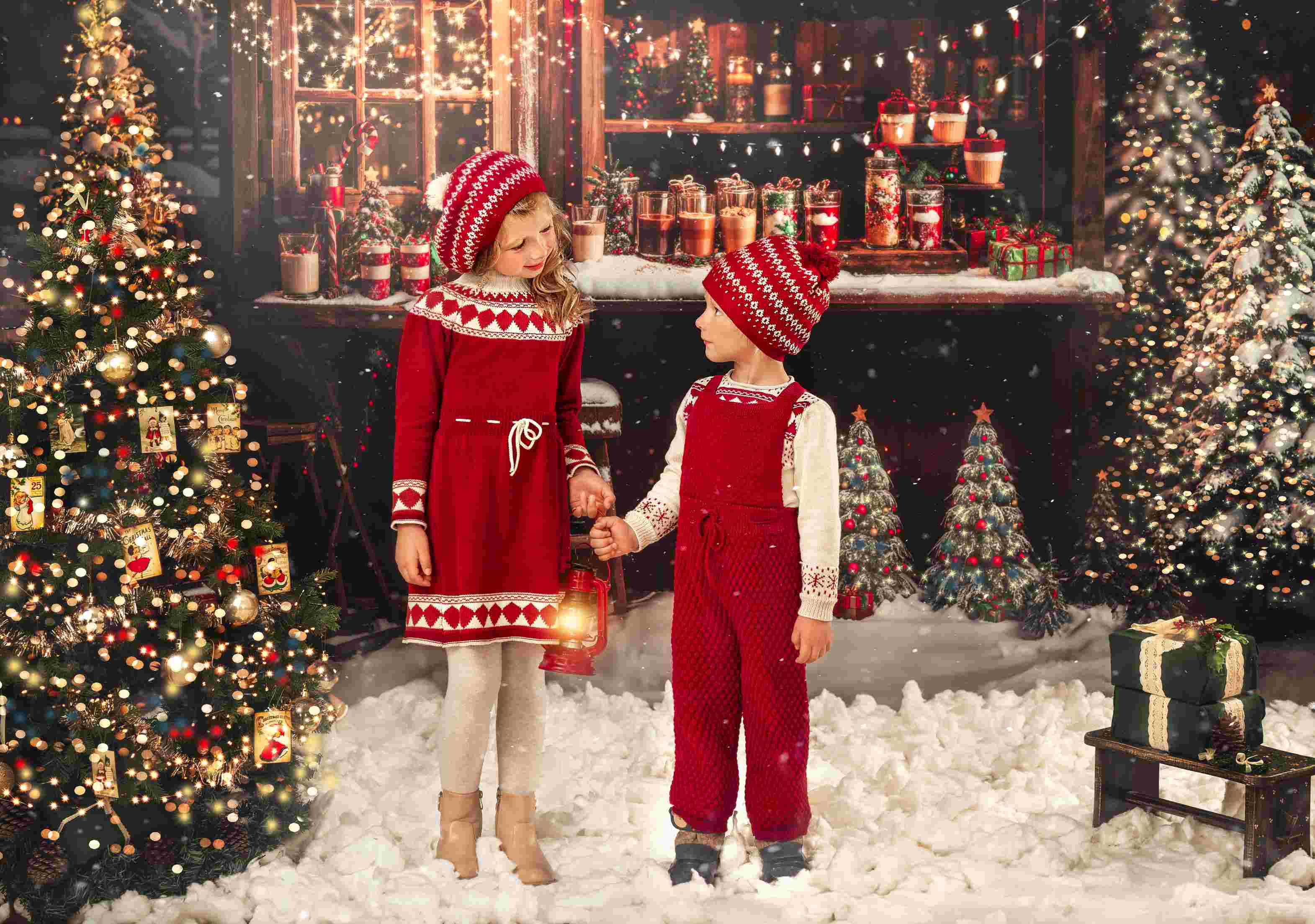 Kate Hiver Noël Extérieur Forêt Camion-restaurant Toile de fond conçue par Emetselch - Kate Backdrop FR