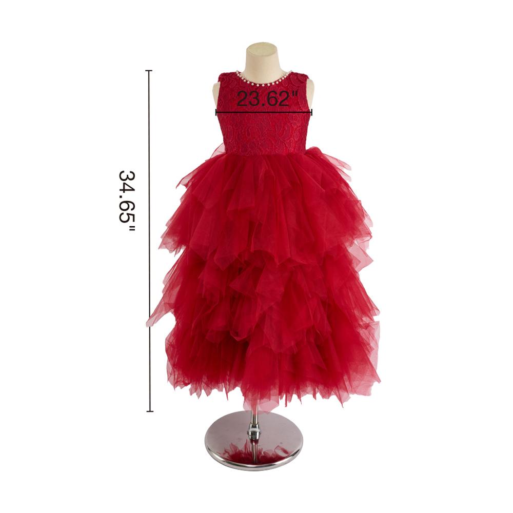 Kate Rouge Perle Col rond Bouffant Robe pour Enfants - Kate Backdrop FR