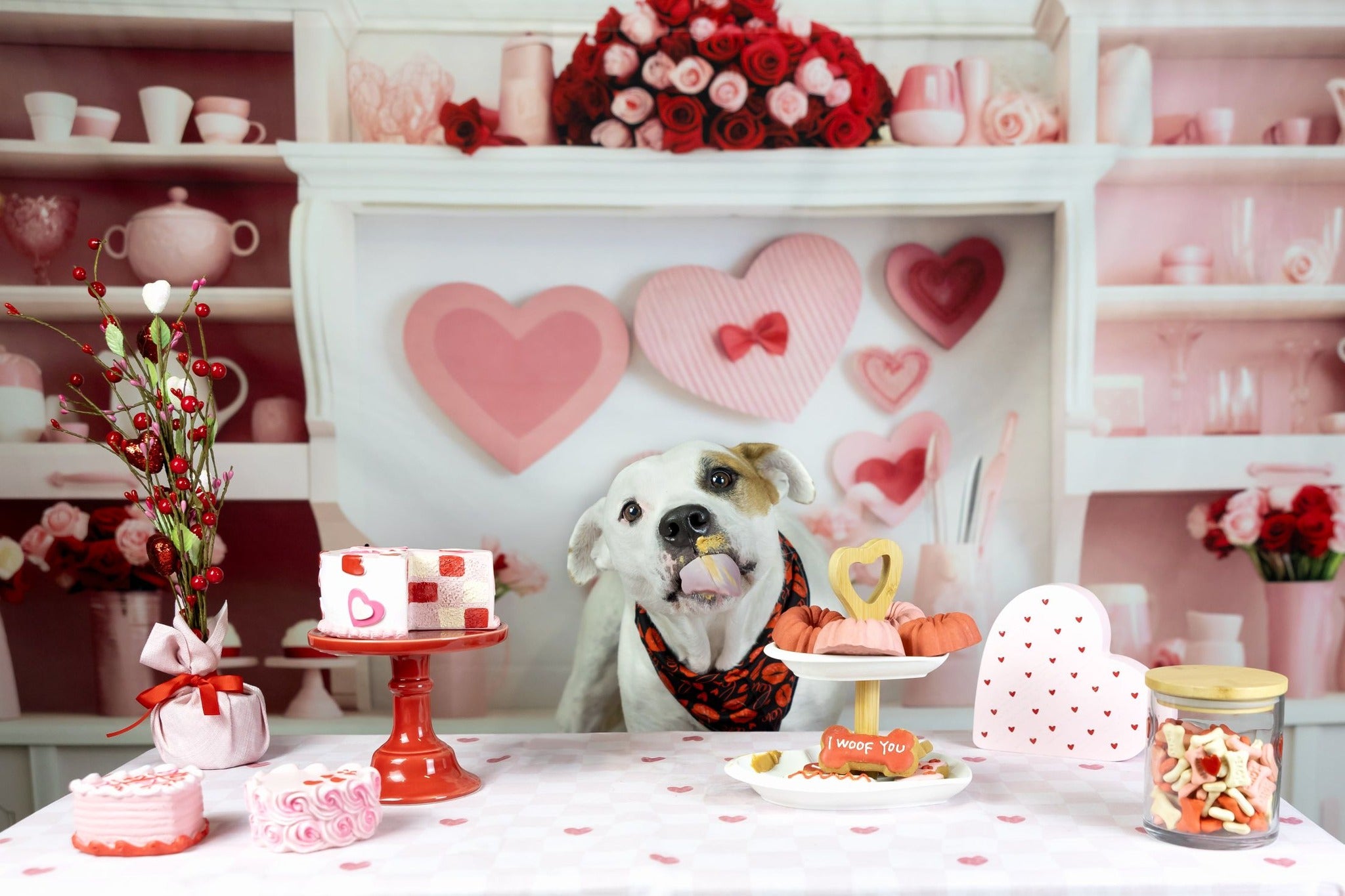 Kate Saint Valentin Rose Cuisine Toile de fond conçue par Patty Roberts - Kate Backdrop FR