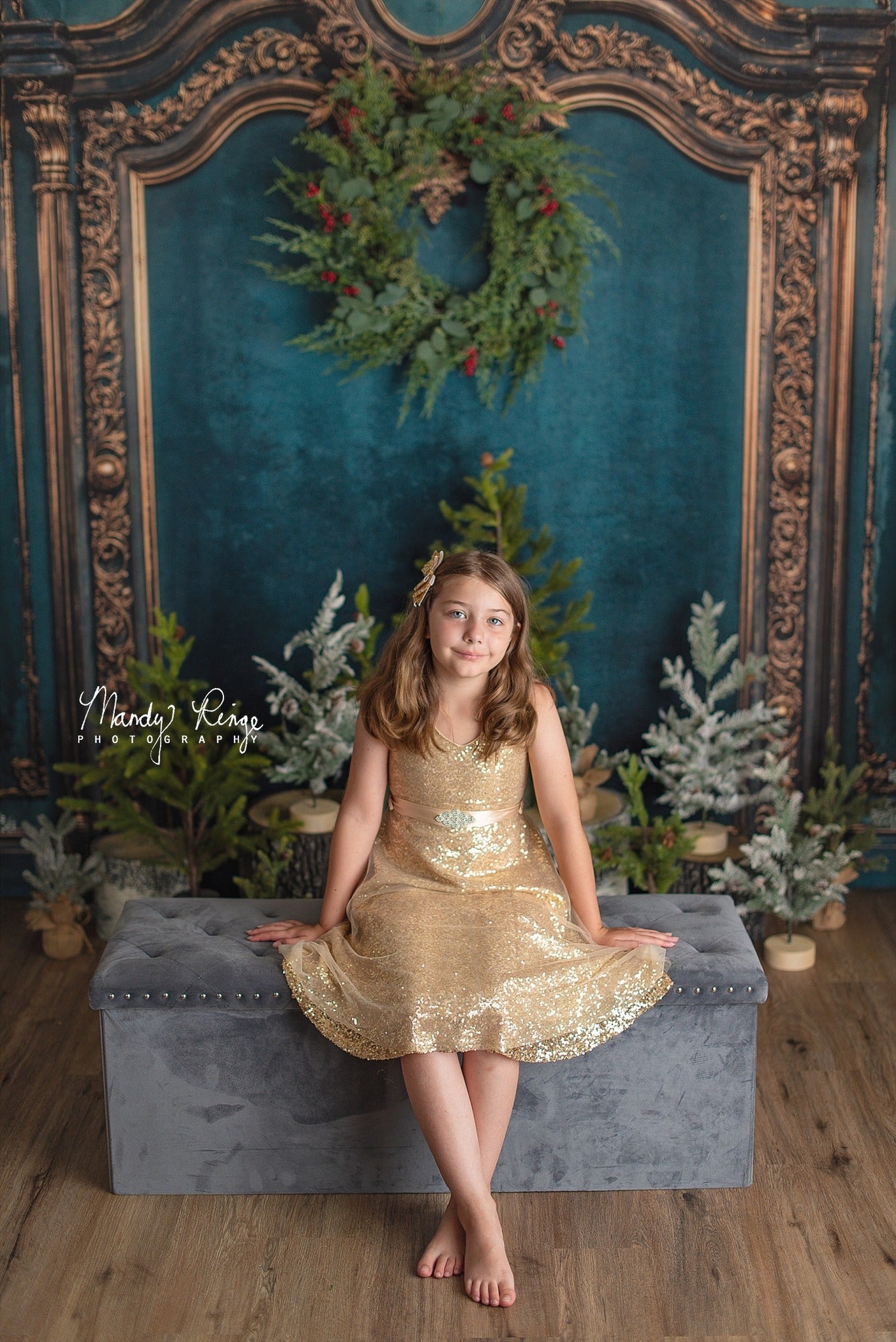 Kate Vert Mur Vintage Orné Classique Toile de fond conçue par Emetselch - Kate Backdrop FR