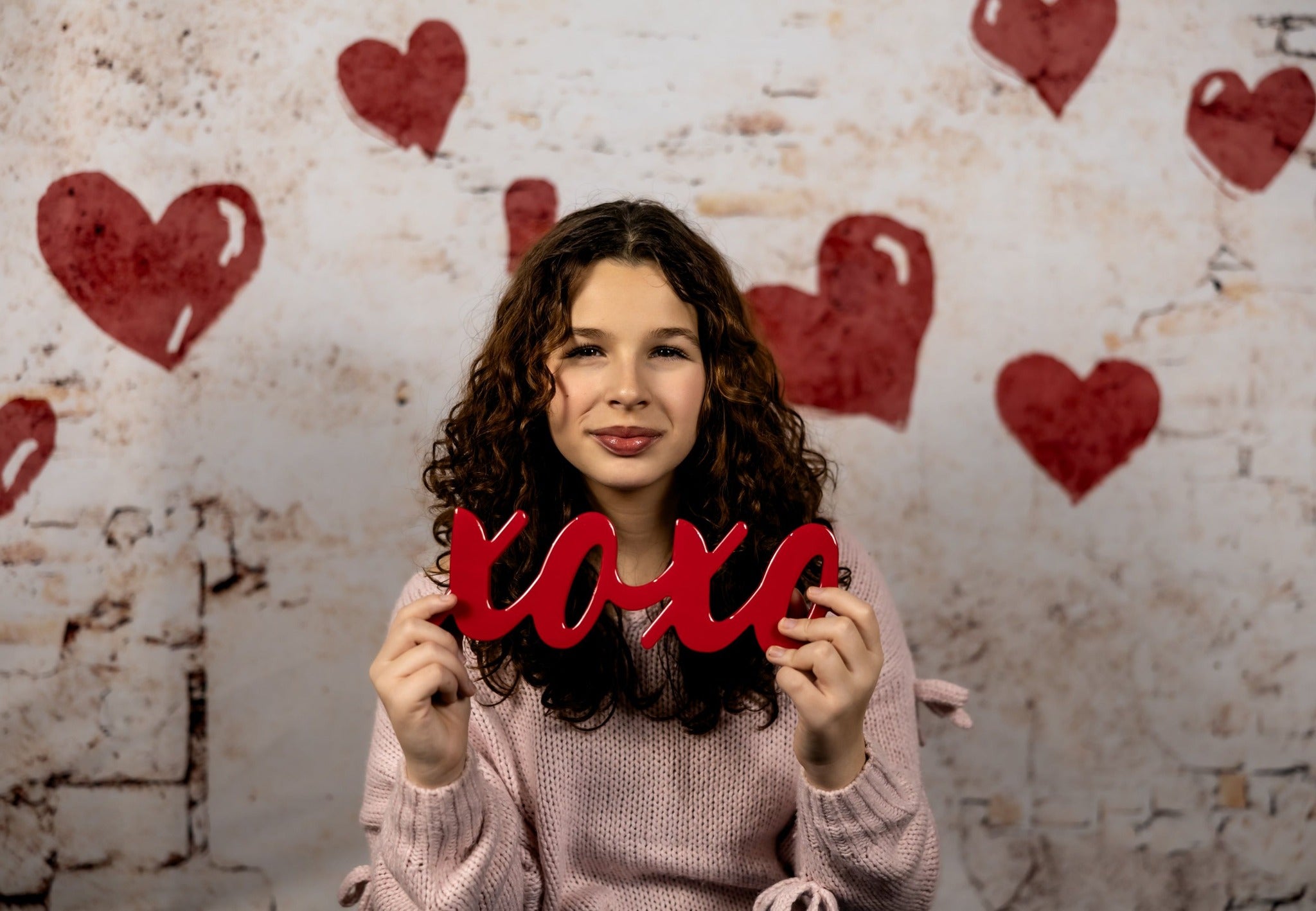 Kate Saint-Valentin Coeur Peint Mur Rétro Toile de fond conçue par Kate Image - Kate Backdrop FR