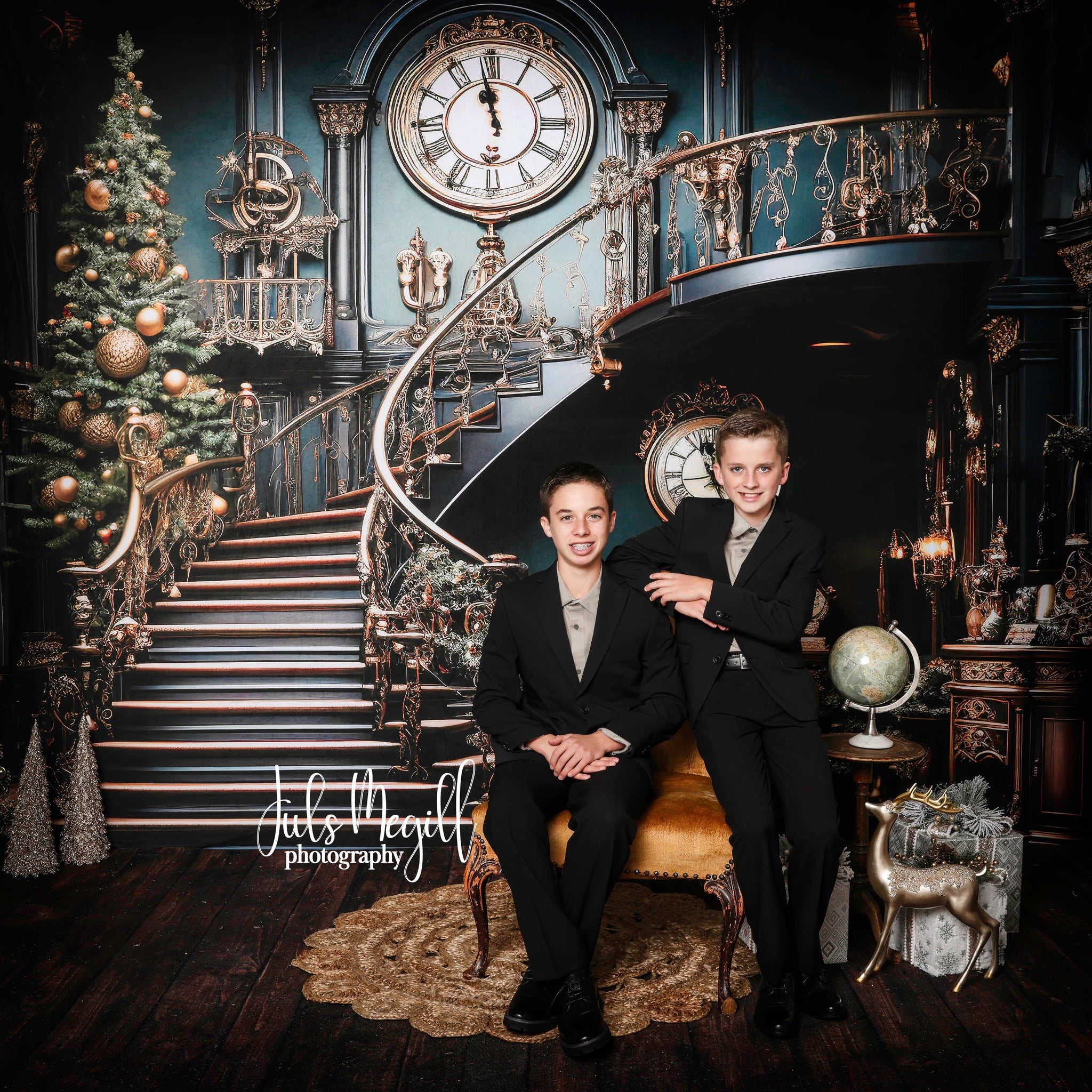 Kate Noël Escalier Horloge Arbre Toile de fond conçue par Chain Photographie - Kate Backdrop FR