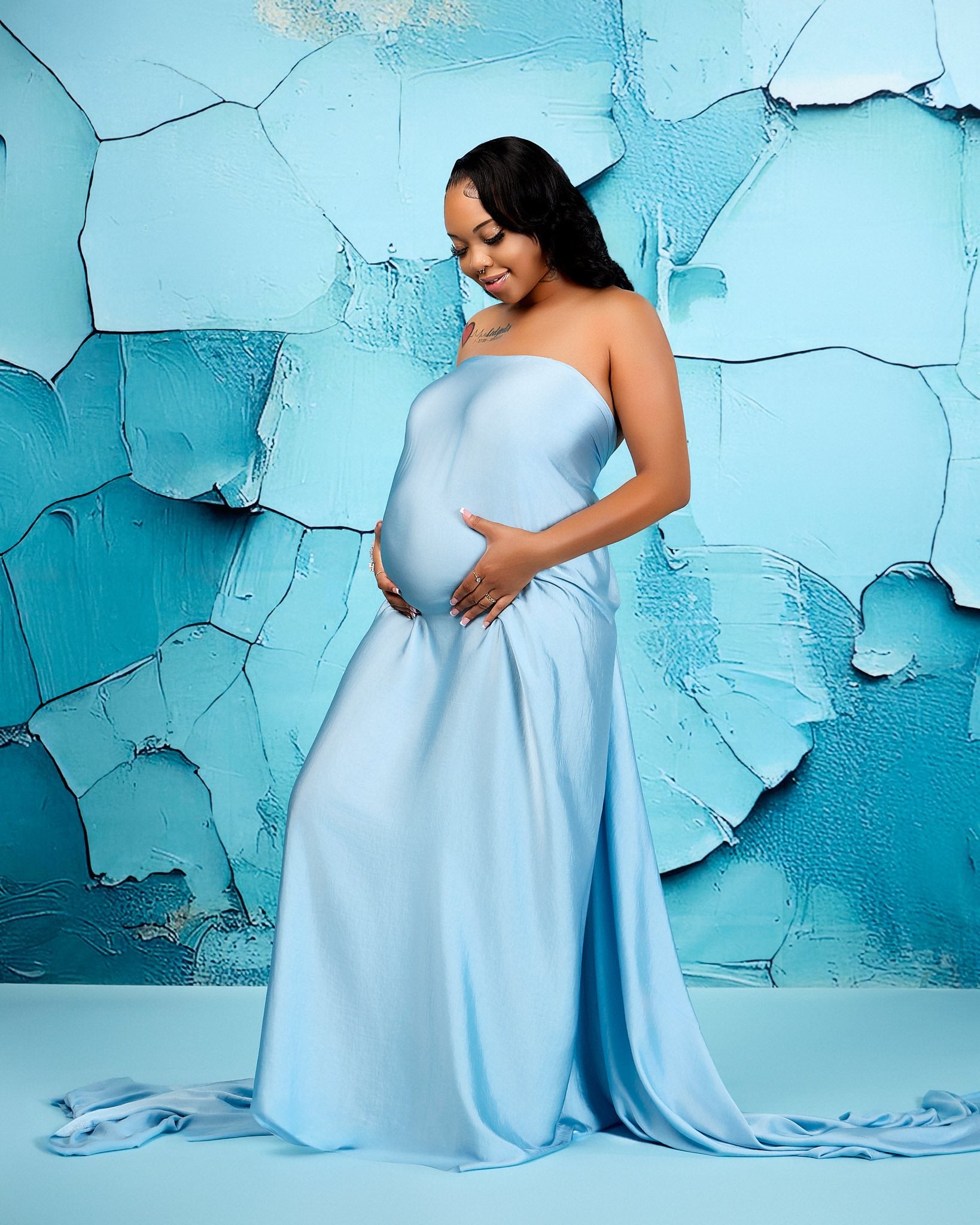 Kate Mur Bleu sarcelle Texture de Peinture Toile de fond conçue par Mandy Ringe - Kate Backdrop FR