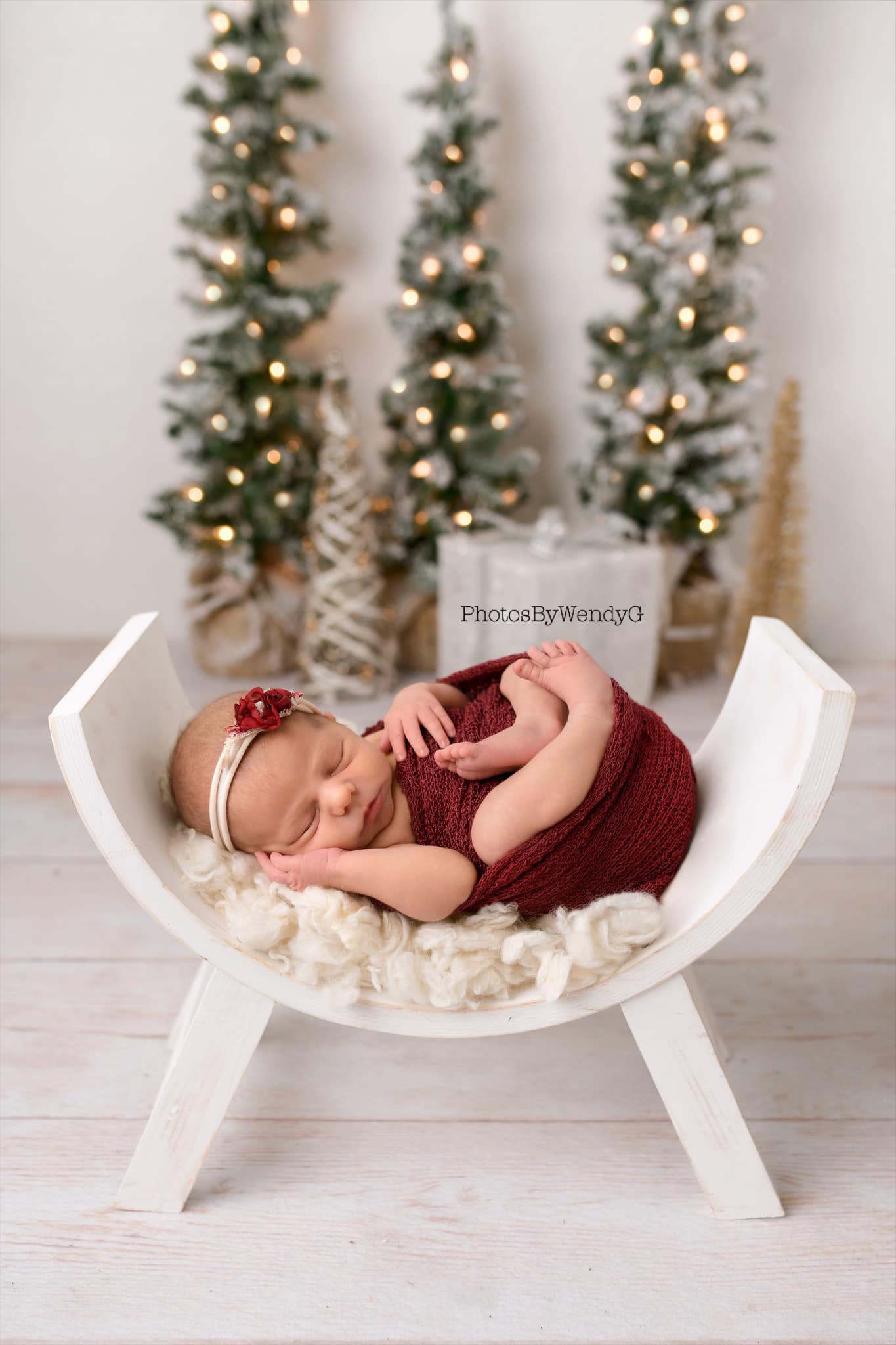 Kate Blanc tacheté Banc courbé Nouveau née Tabouret en bois Accessoires de photographie - Kate Backdrop FR