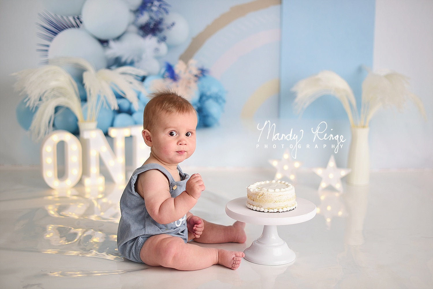 Kate Ballons Boho Bleu Enfant Toile de fond conçue par Uta Mueller Photographie - Kate Backdrop FR