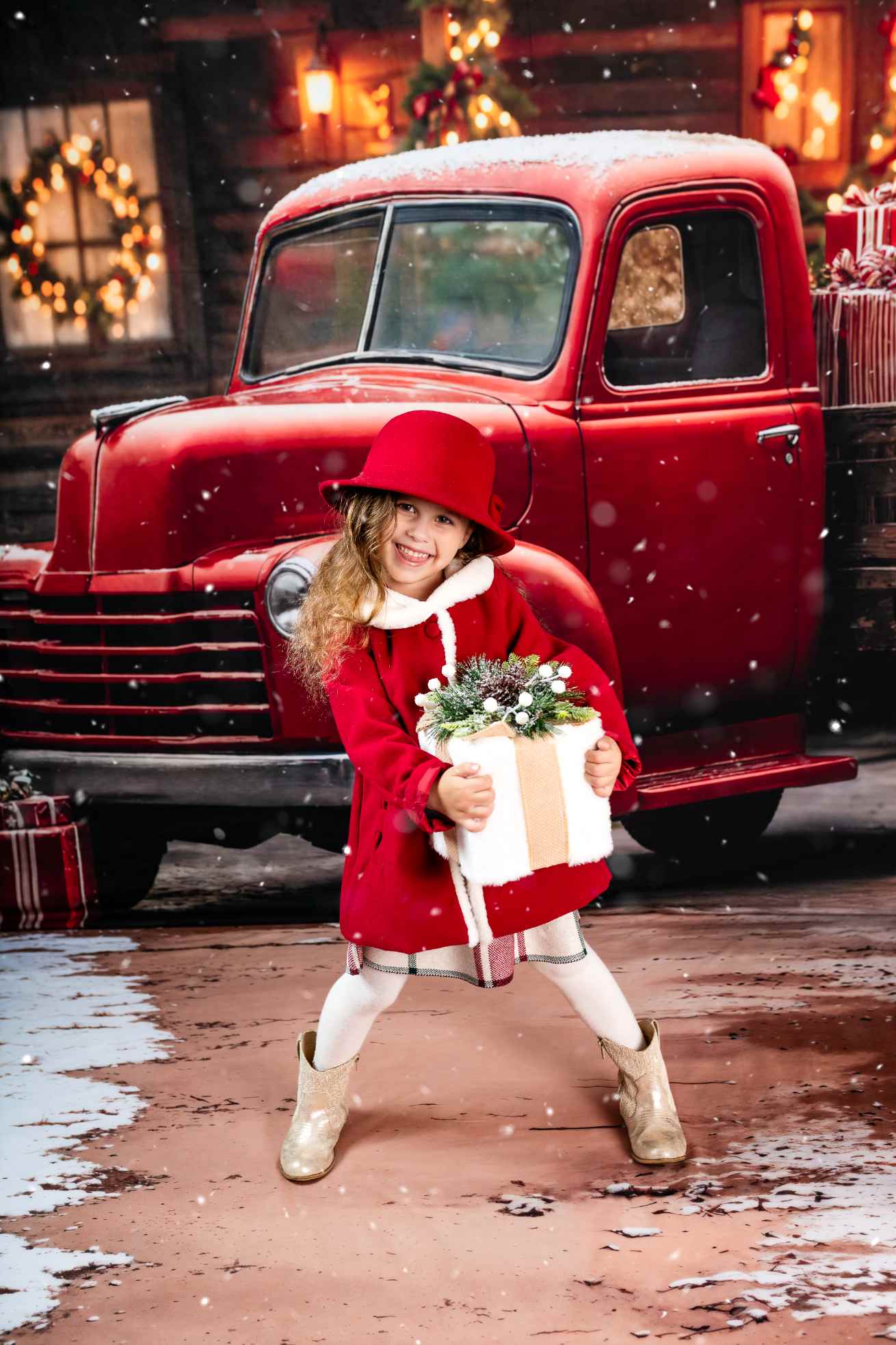 Kate Noël Camion Rouge Cadeaux Maison Toile de fond conçue par Emetselch - Kate Backdrop FR