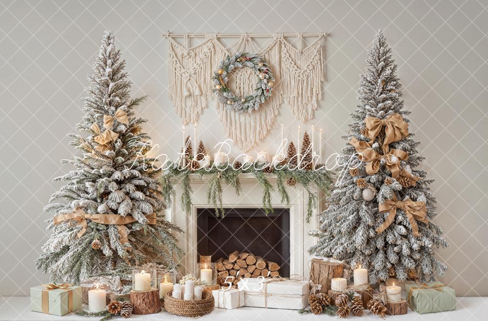 Kate Noël Sapins Cheminée Cadeaux Toile de fond conçue par Emetselch - Kate Backdrop FR