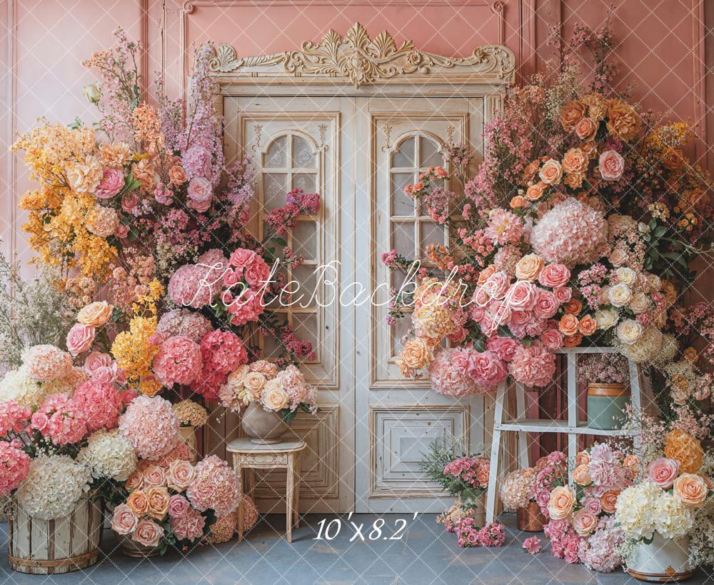 Kate Porte Fleurs Roses Vintage Toile de fond conçue par Emetselch - Kate Backdrop FR