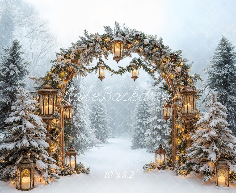 Kate Hiver Arche Sapins Lanternes Toile de fond conçue par Emetselch