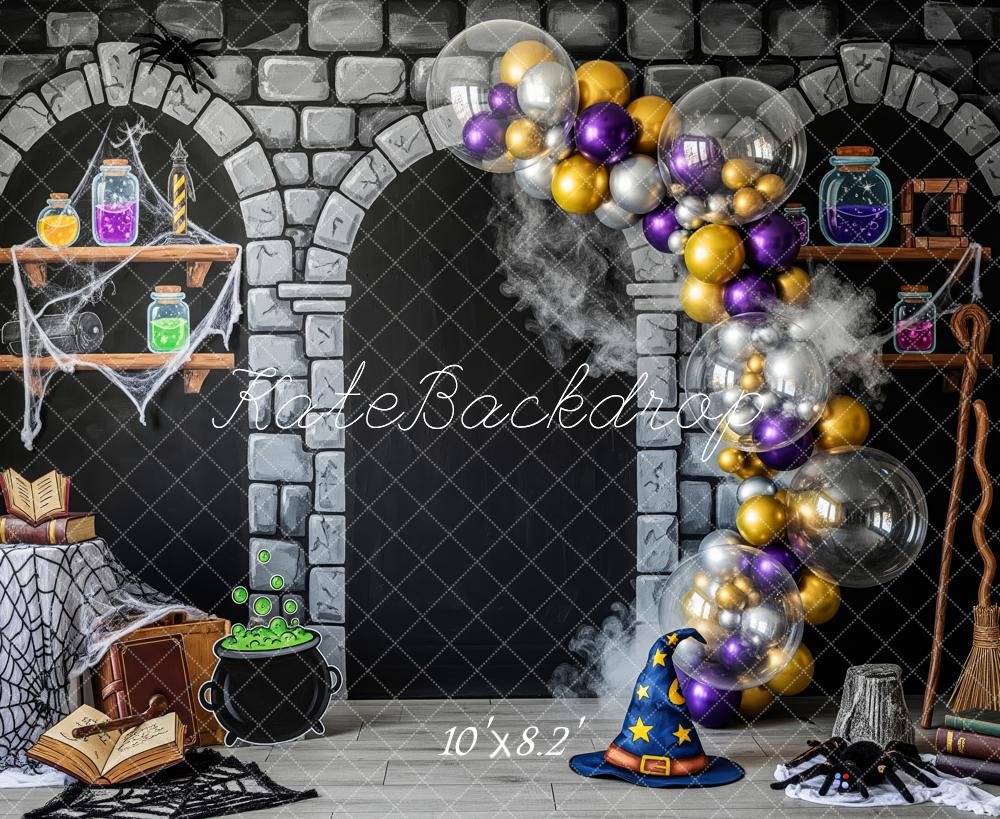 Kate Halloween Laboratoire Sorcière Ballons Toile de fond conçue par Patty Roberts