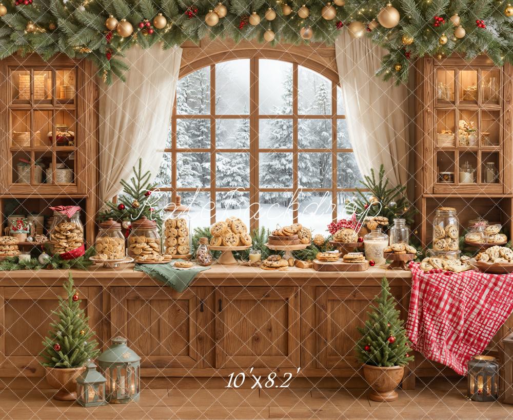 Kate Noël Cuisine Biscuits Bois Fenêtre Toile de fond conçue par Emetselch - Kate Backdrop FR