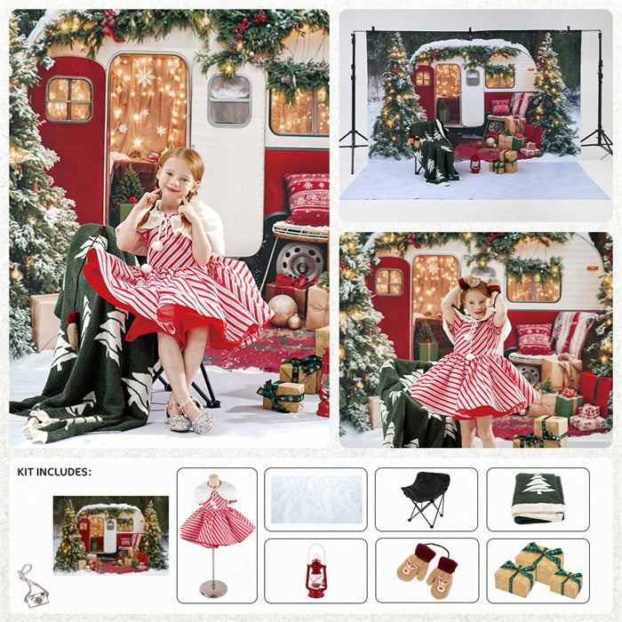 Kate Hiver Sapin de Noël Camping-car Cadeaux Kit Photo - Kate Backdrop FR