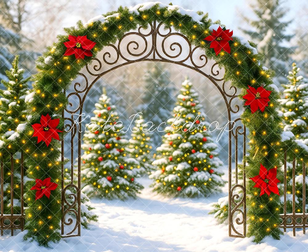 Kate Noël Arche Sapins Neige Toile de fond conçue par Mini MakeBelieve - Kate Backdrop FR