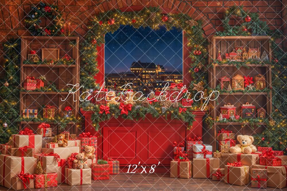 Kate Noël Fenêtre Cadeaux Rouge Toile de fond en Laine conçue par Emetselch - Kate Backdrop FR