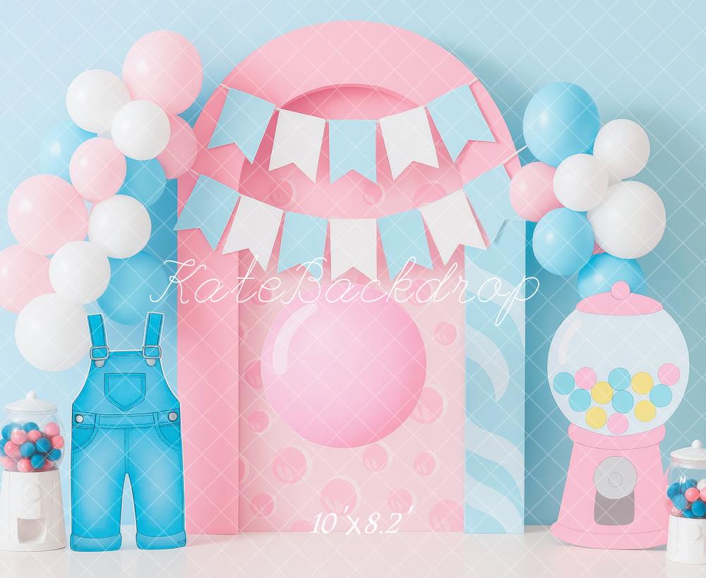 Kate Anniversaire Fête Ballons Bonbons Toile de fond conçue par Mini MakeBelieve - Kate Backdrop FR