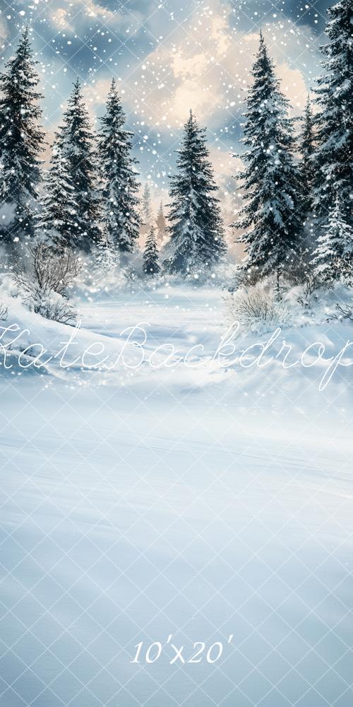 Kate Hiver Forêt Neige Arbres Toile de fond conçue par Emetselch