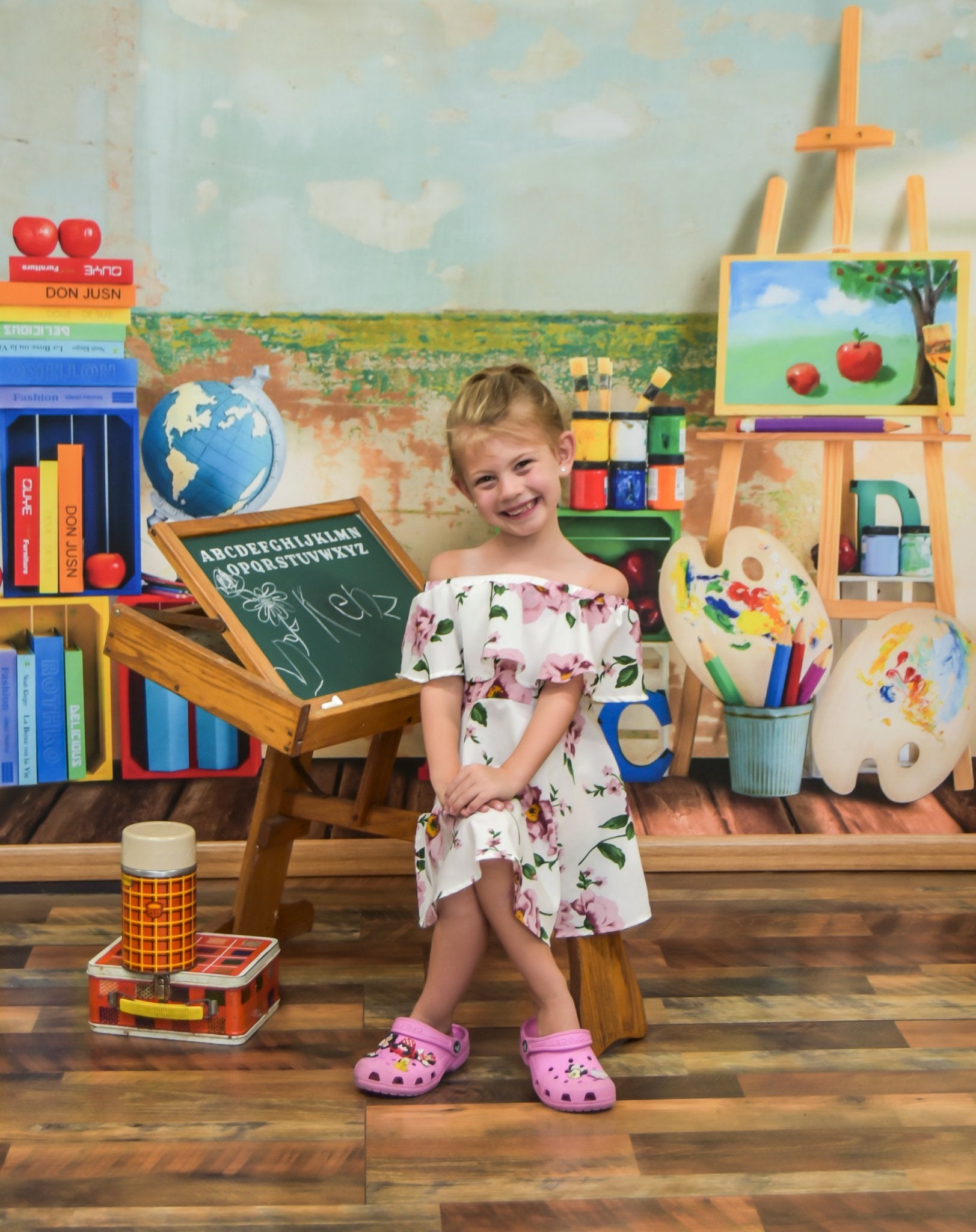 Kate Retour à l'école Artiste Rétro Toile de fond conçu par Emetselch - Kate Backdrop FR