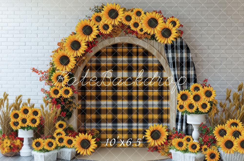 Kate Arc Tournesols Carreaux Champêtre Toile de fond conçue par Mini MakeBelieve - Kate Backdrop FR