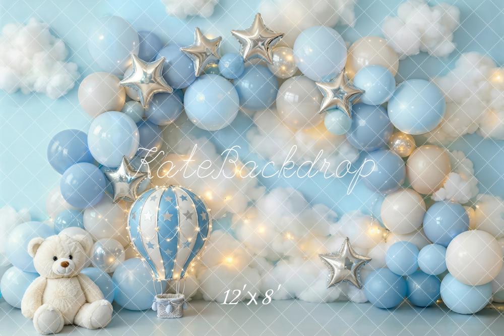 Kate Anniversaire Ballons Montgolfière Bleu Toile de fond conçue par Emstselch