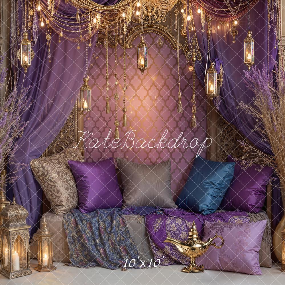 Kate Oriental Salon Lanternes Violet Toile de fond conçue par Emetselch - Kate Backdrop FR