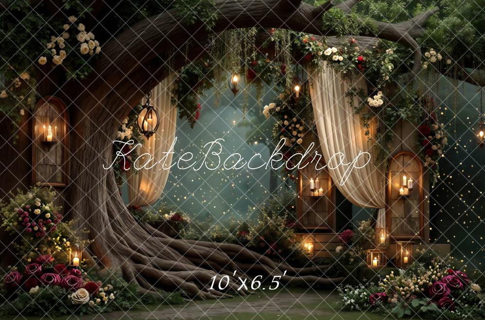Kate Forêt Saint Valentin Fleurs Lumière Toile de fond conçue par Mini MakeBelieve - Kate Backdrop FR
