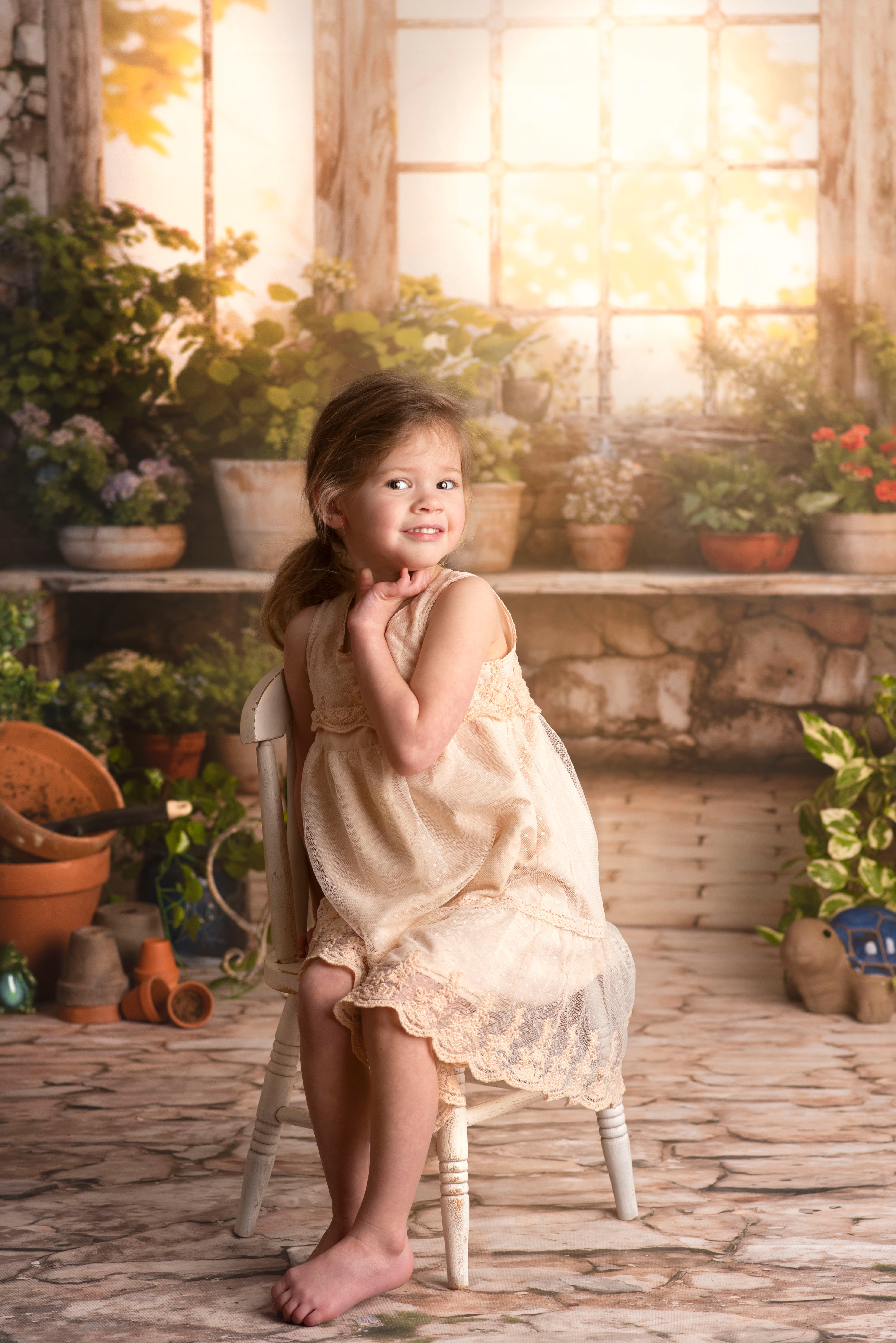 Kate Printemps Plantes Vert Ensoleillé Fenêtre Toile de fond conçue par Chain Photographie - Kate Backdrop FR