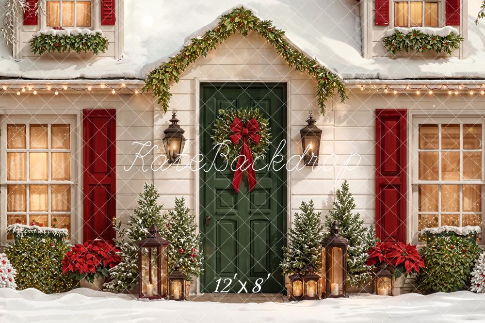 Kate Noël Maison Lanternes Neige Toile de fond en Laine conçue par Emetselch